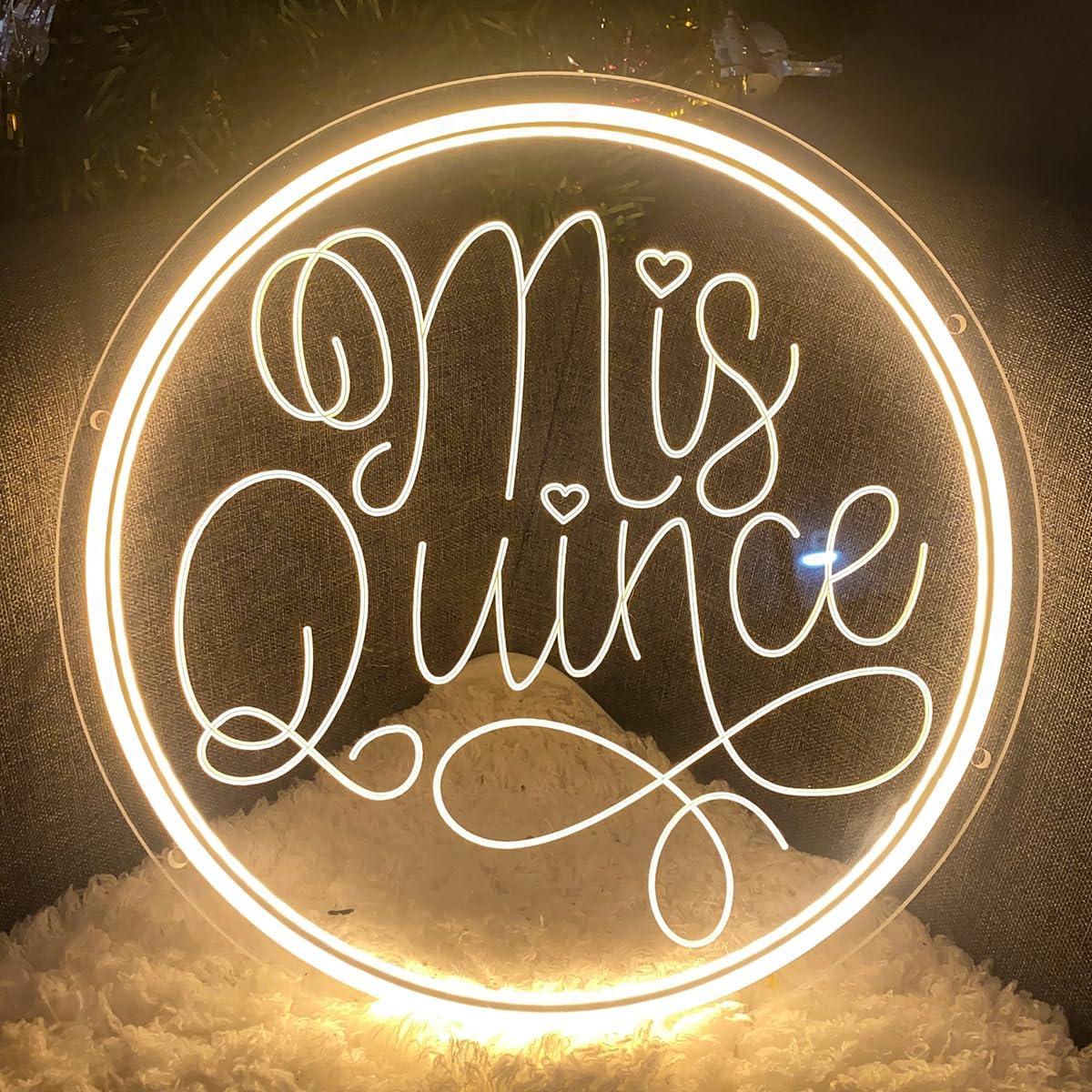 Señal de Neón LED Mis Quince 30x30cm Decoración Pared