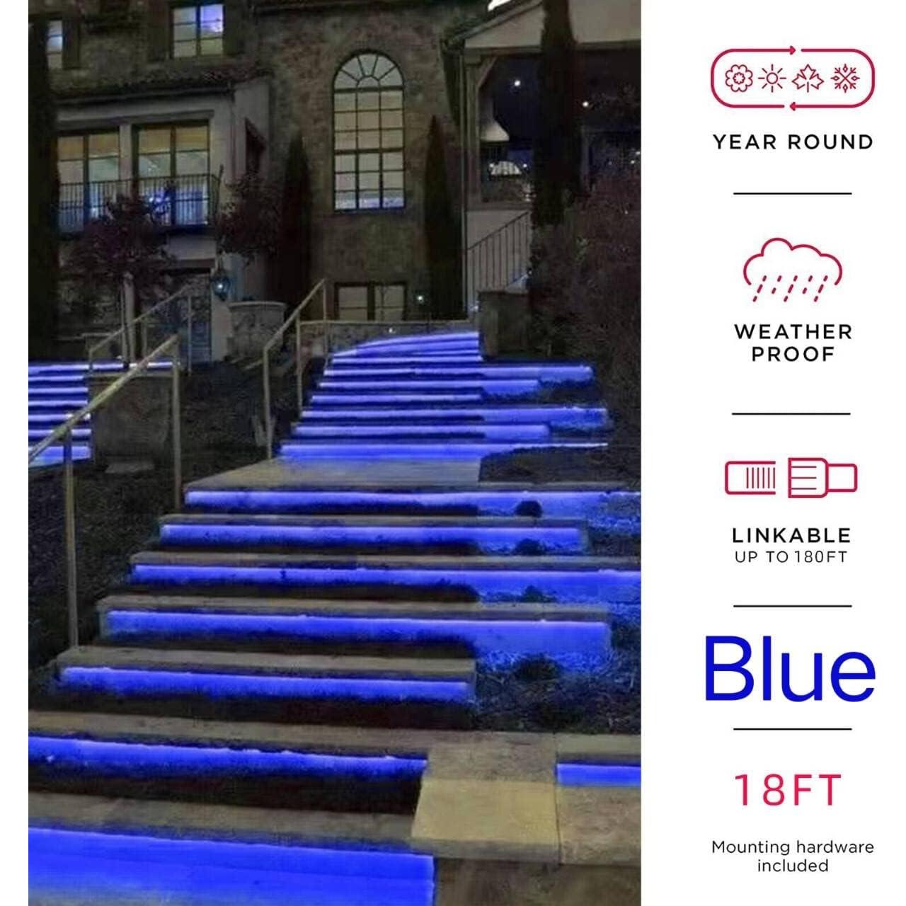 Tira de Luz Neón LED LAMPHOME 5.49M Azul Impermeable 120 LEDs