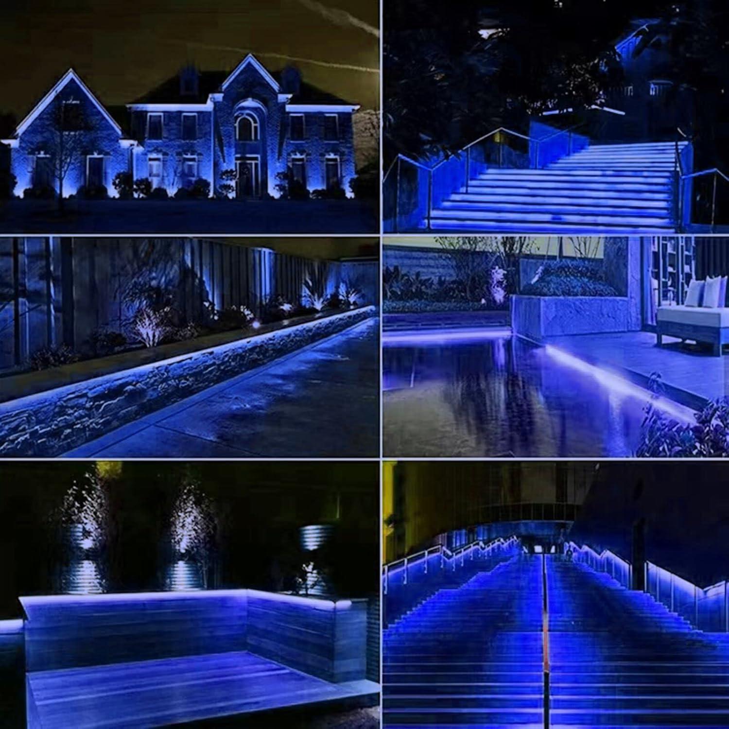 Tira de Luz Neón LED LAMPHOME 5.49M Azul Impermeable 120 LEDs