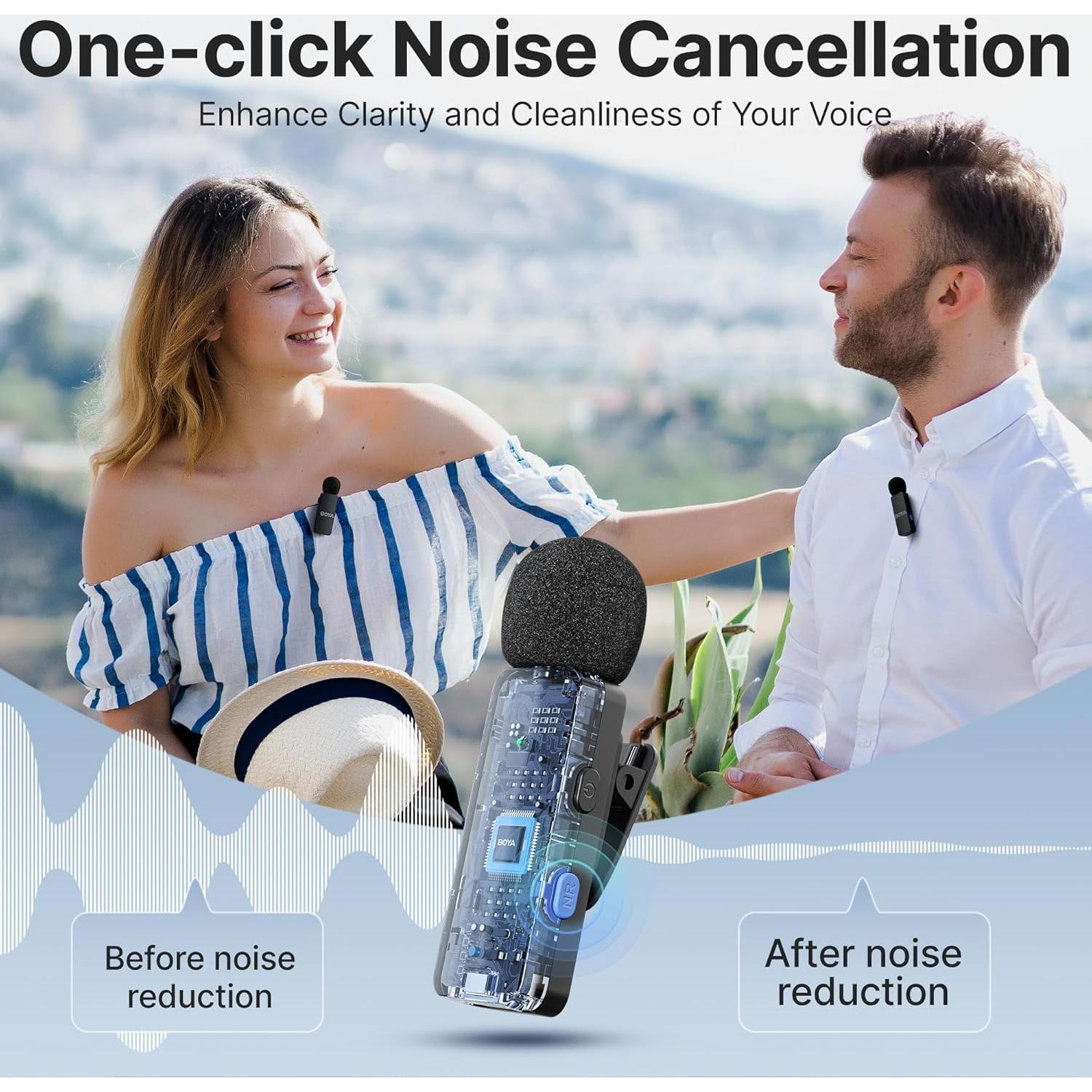 Micrófono Lavalier Inalámbrico BOYA BY-V4U Tipo C para Smartphone