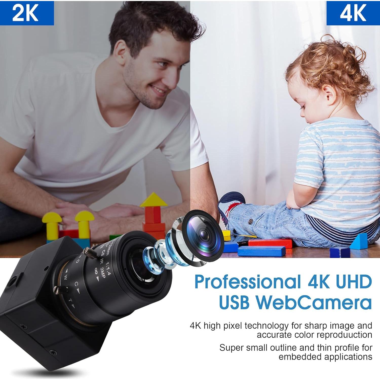 Cámara USB 4K IFWATER Lente Varifocal 2.8-12mm 2160P