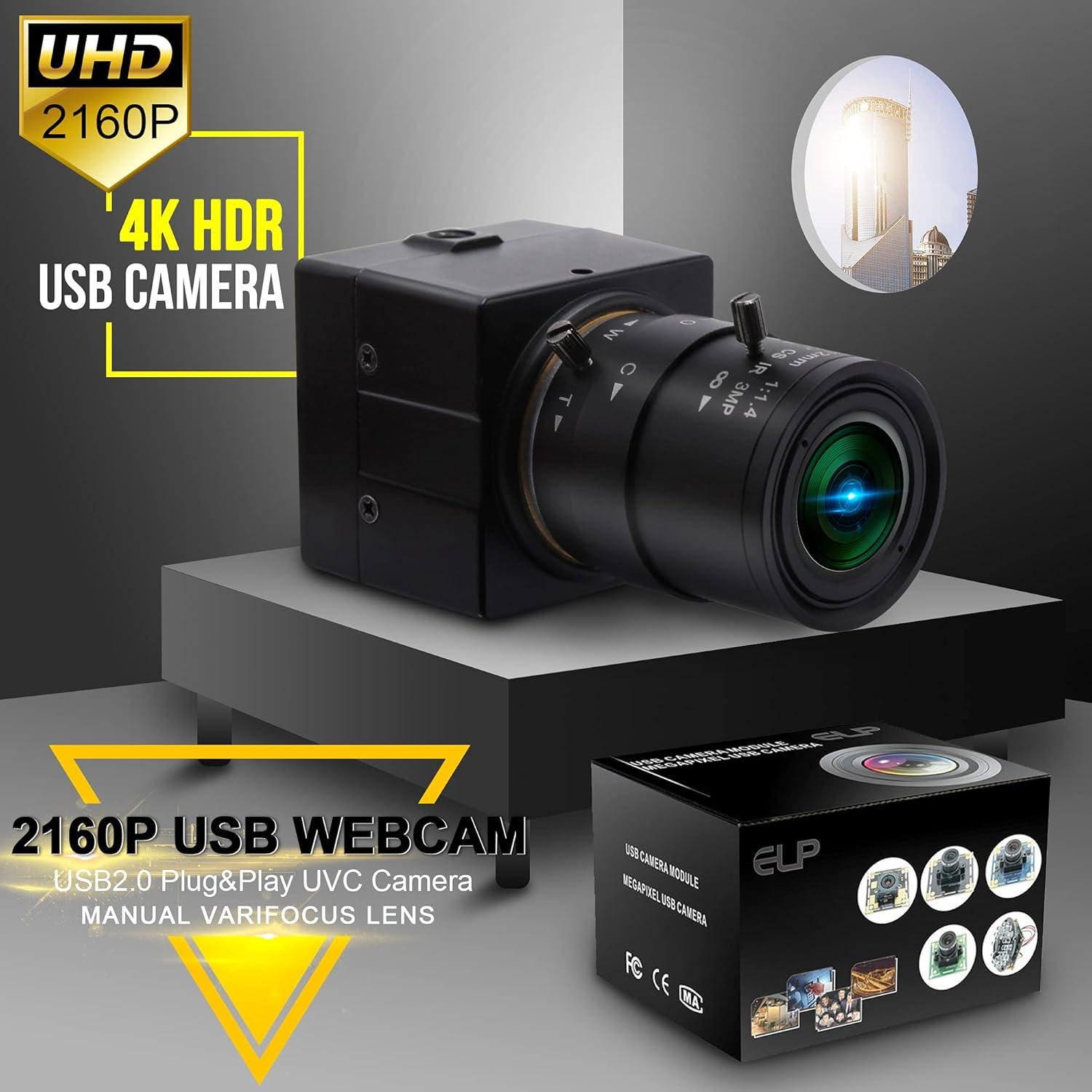 Cámara USB 4K IFWATER Lente Varifocal 2.8-12mm 2160P