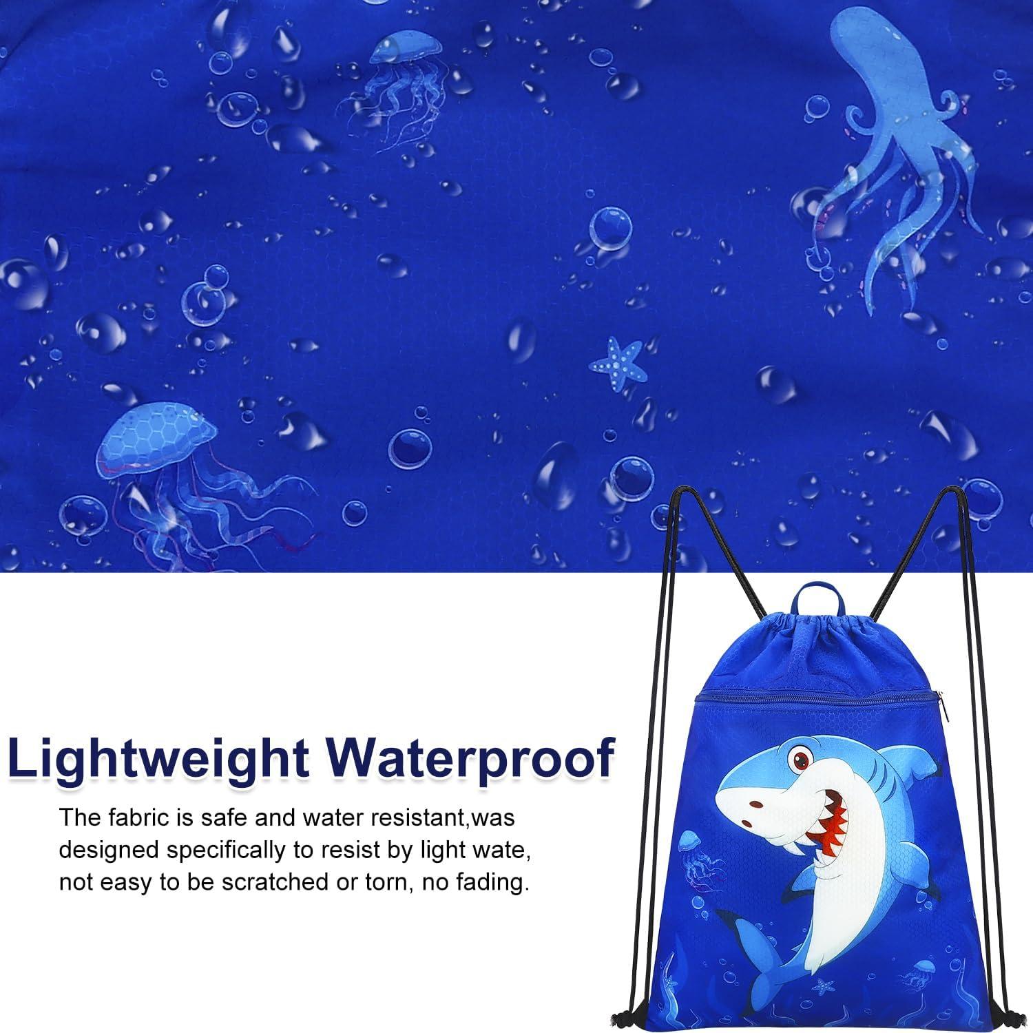 Mochila con cordón Luchike Tiburón Azul 33.8x45cm Impermeable