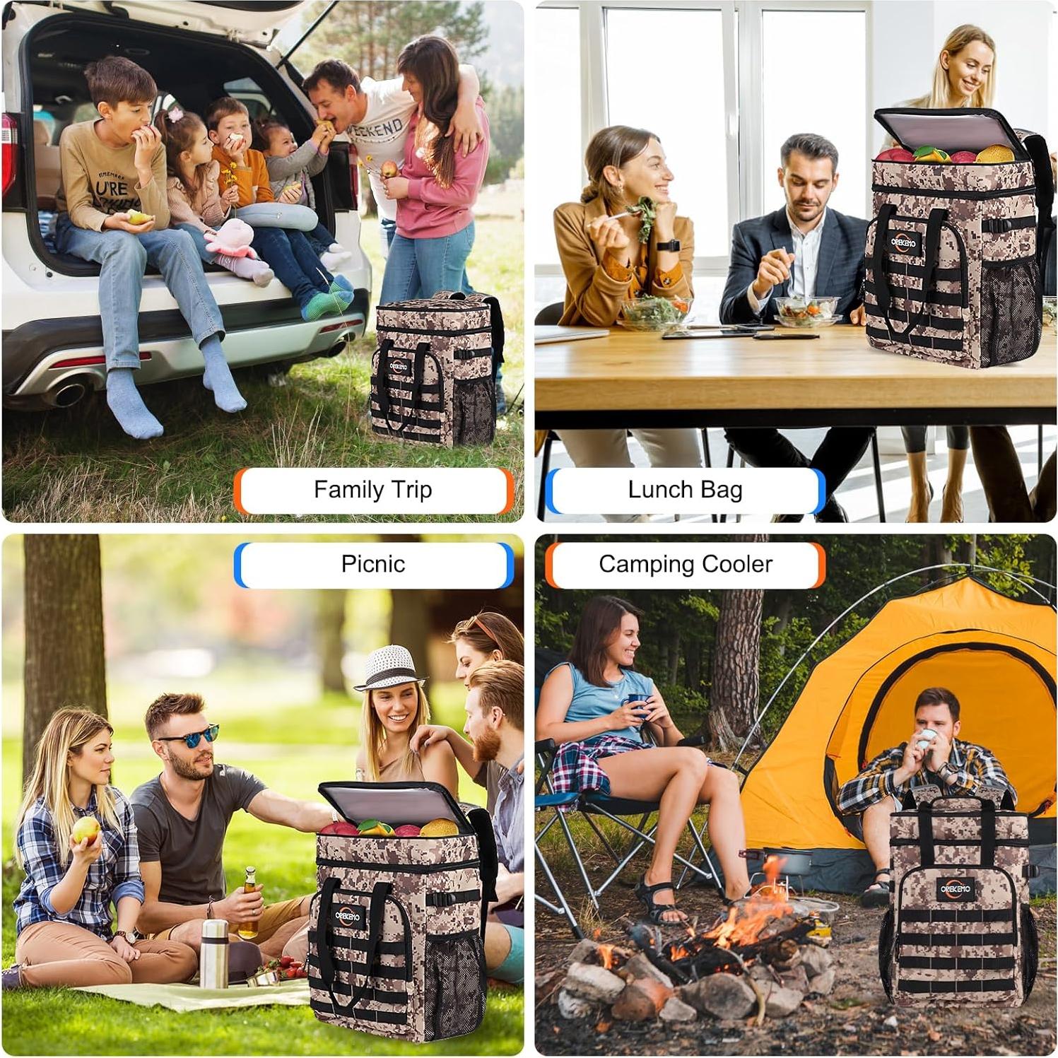 Mochila Enfriadora Orekemo 25L Impermeable Camo Marrón