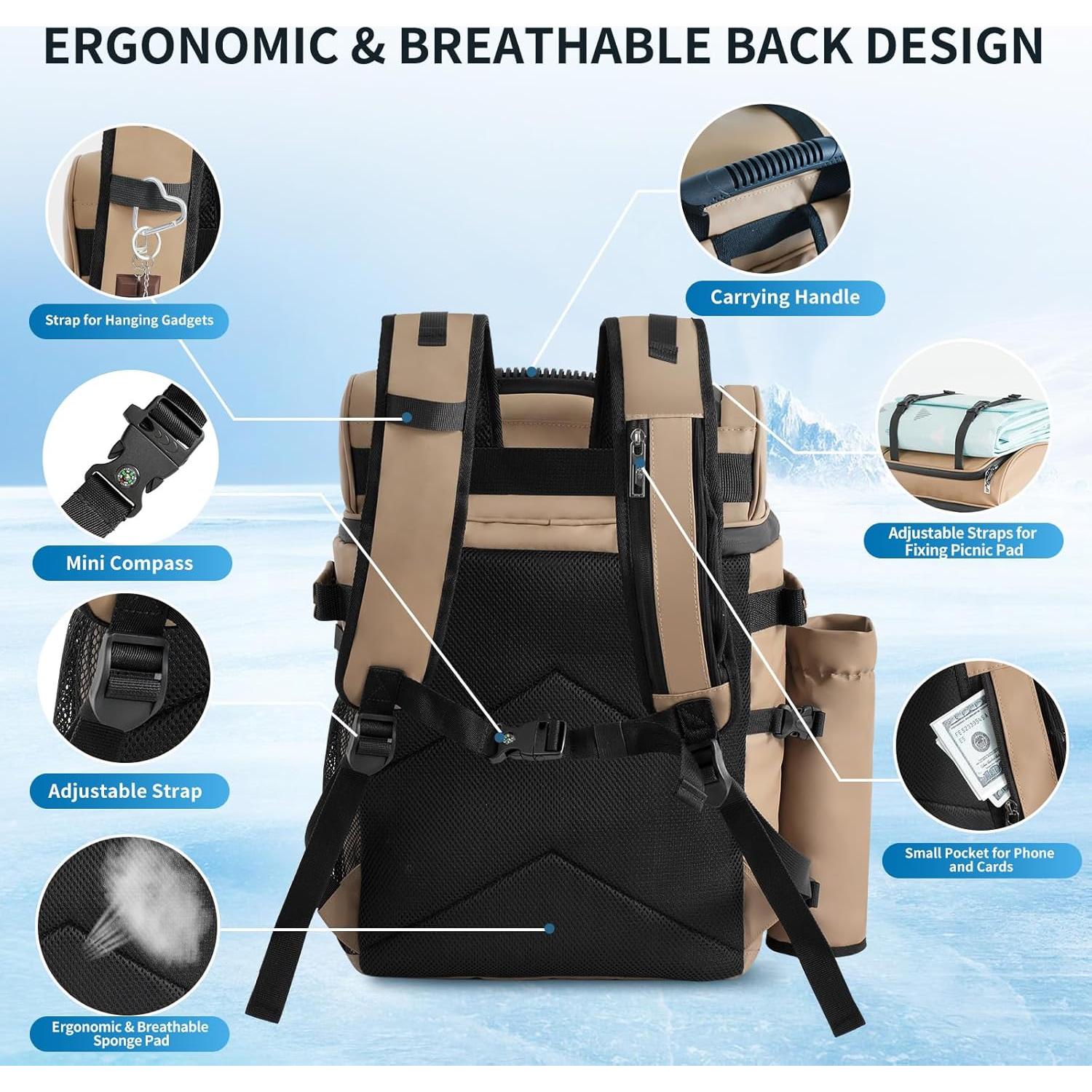 Mochila Térmica Impermeable Orekemo 45L para Picnic y Camping