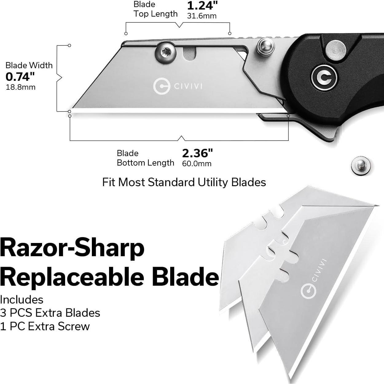 Cuchillo Utility Plegable CIVIVI Elementum con 3 Cuchillas