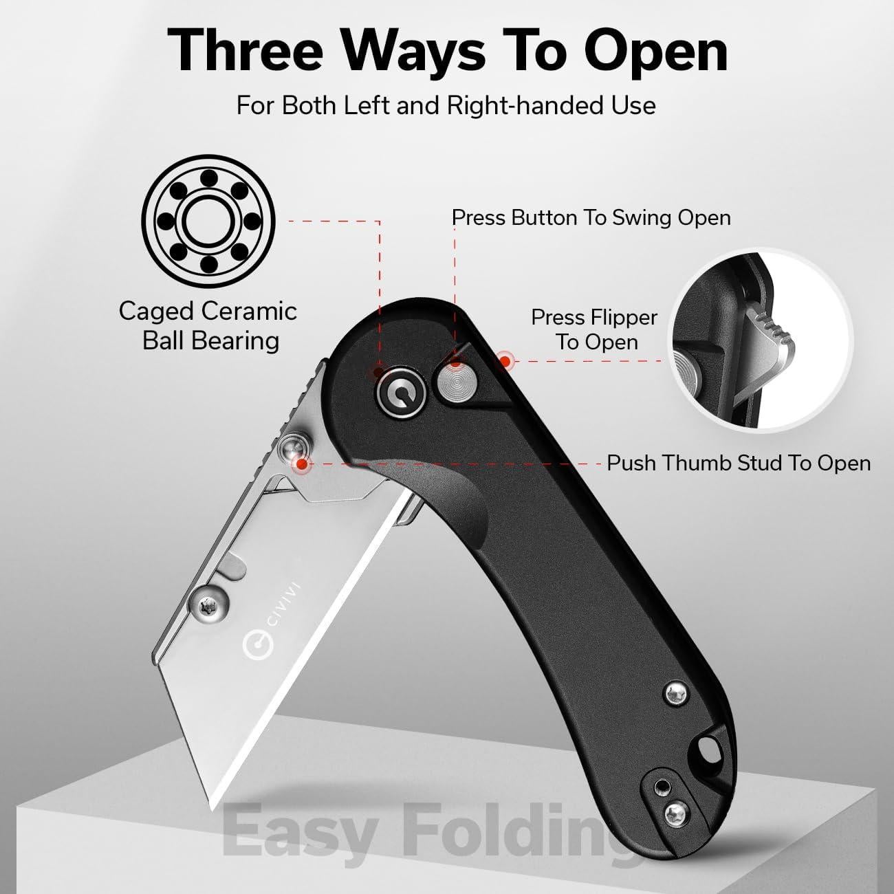 Cuchillo Utility Plegable CIVIVI Elementum con 3 Cuchillas