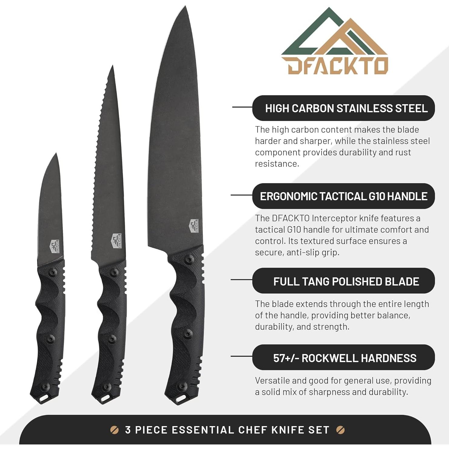 Juego de cuchillos de cocina DFACKTO 3 piezas acero inoxidable