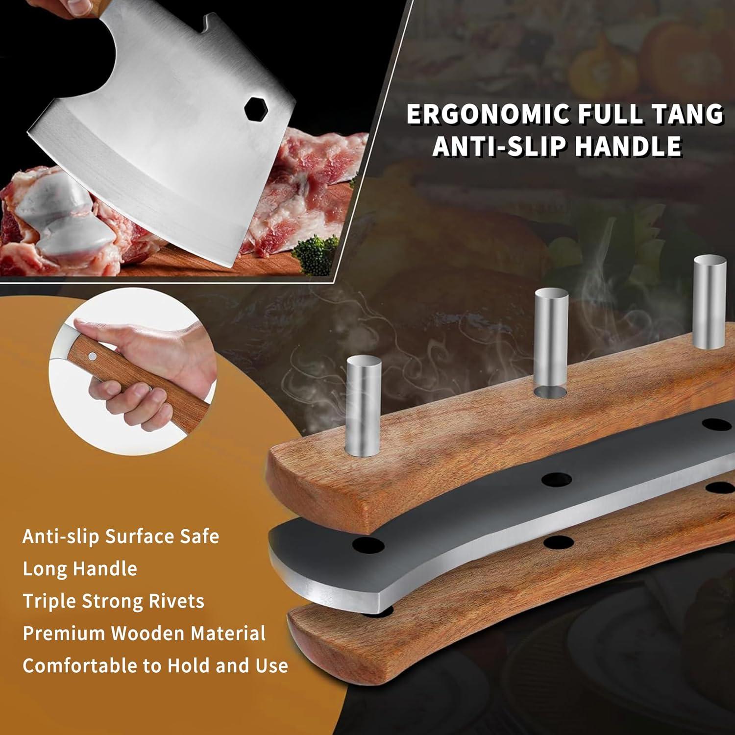 Hacha de Carne Kitory 30.48 cm Forjada Acero Inoxidable Palisandro