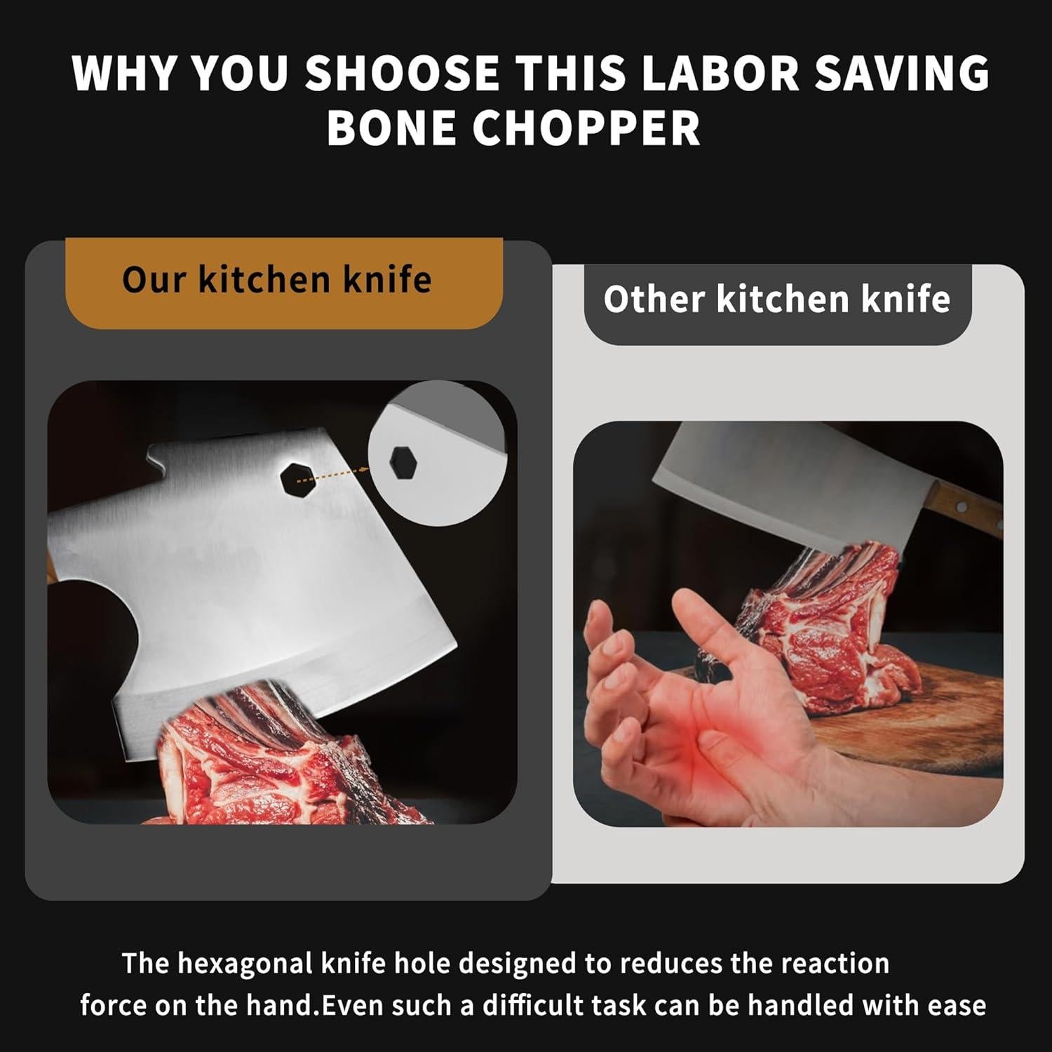 Hacha de Carne Kitory 30.48 cm Forjada Acero Inoxidable Palisandro