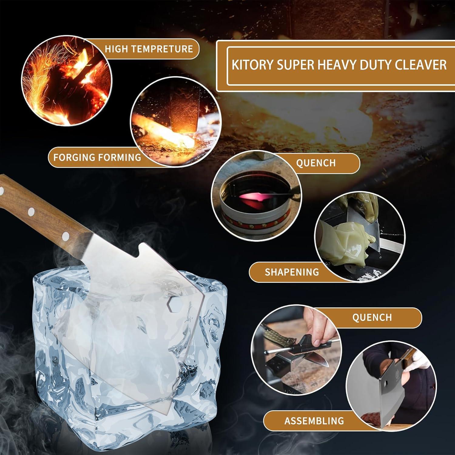 Hacha de Carne Kitory 30.48 cm Forjada Acero Inoxidable Palisandro