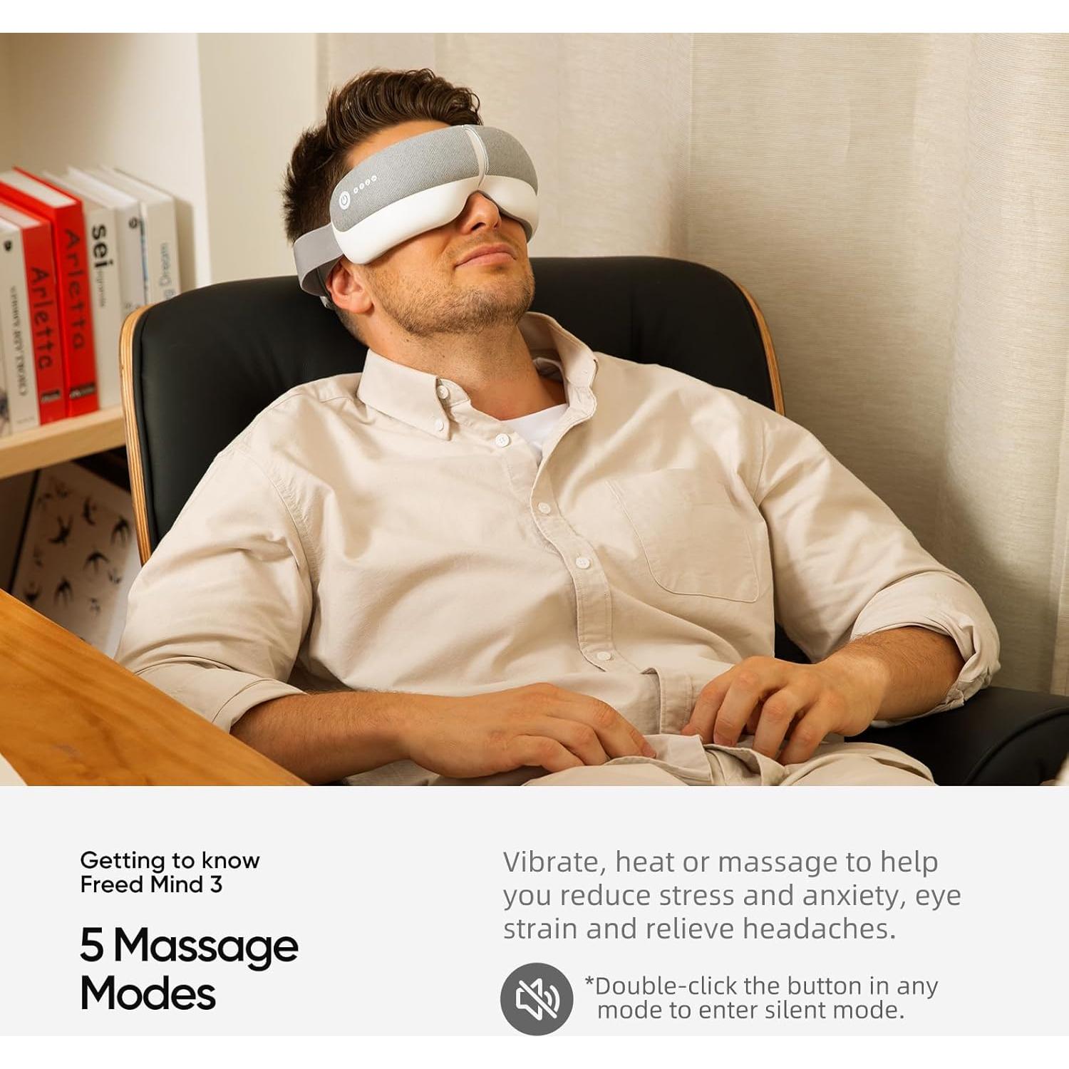 Masajeador de Ojos Freed Mind 3 con Calor y Bluetooth - Alivio Estrés