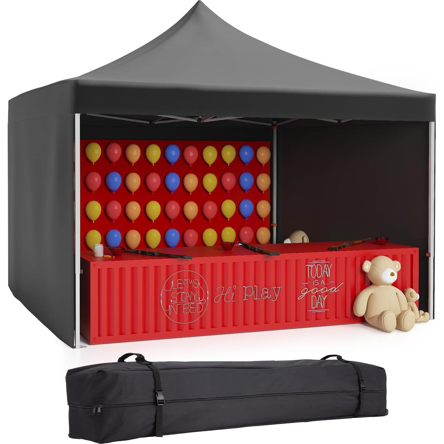 Carpa Instantánea GarveeLife 3.05x3.05m Negra con Paredes