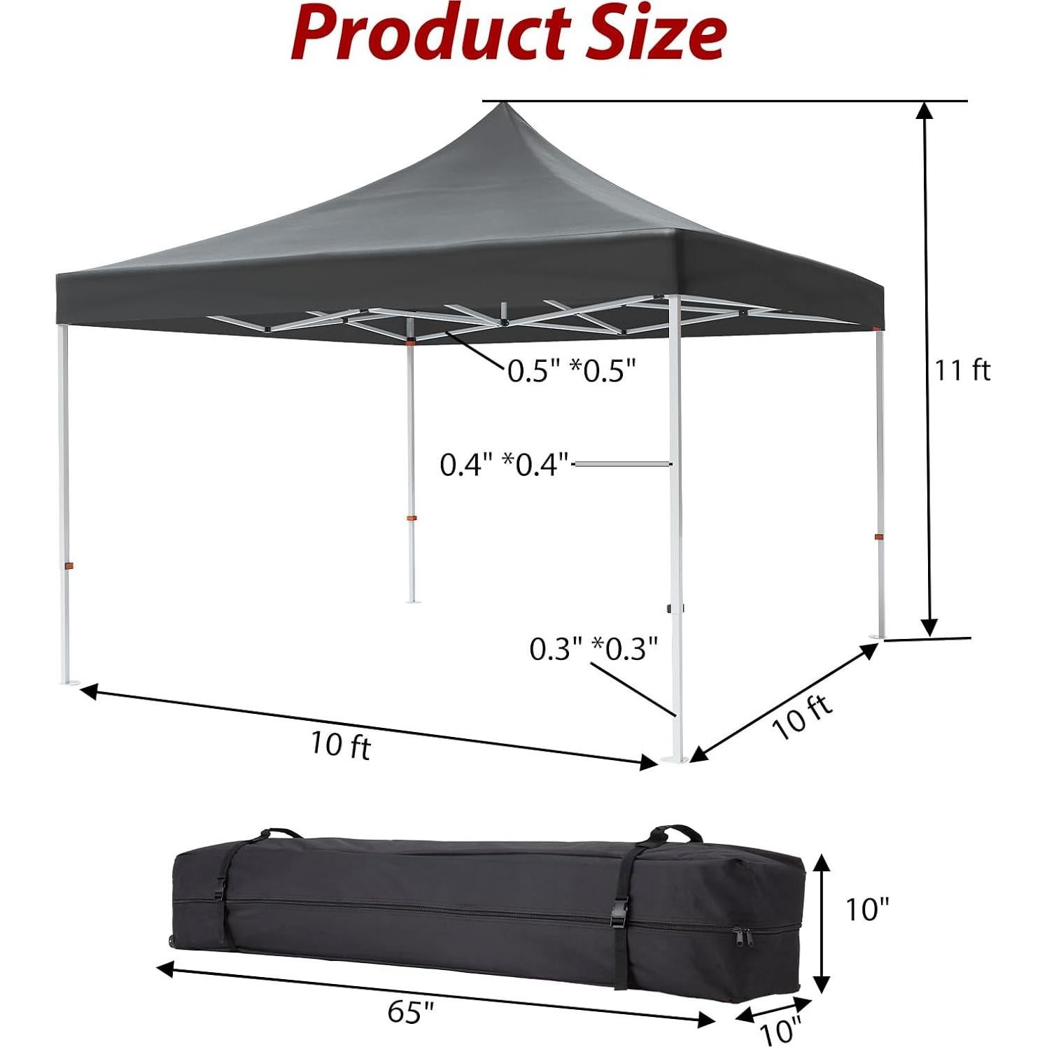 Carpa Instantánea GarveeLife 3.05x3.05m Negra con Paredes