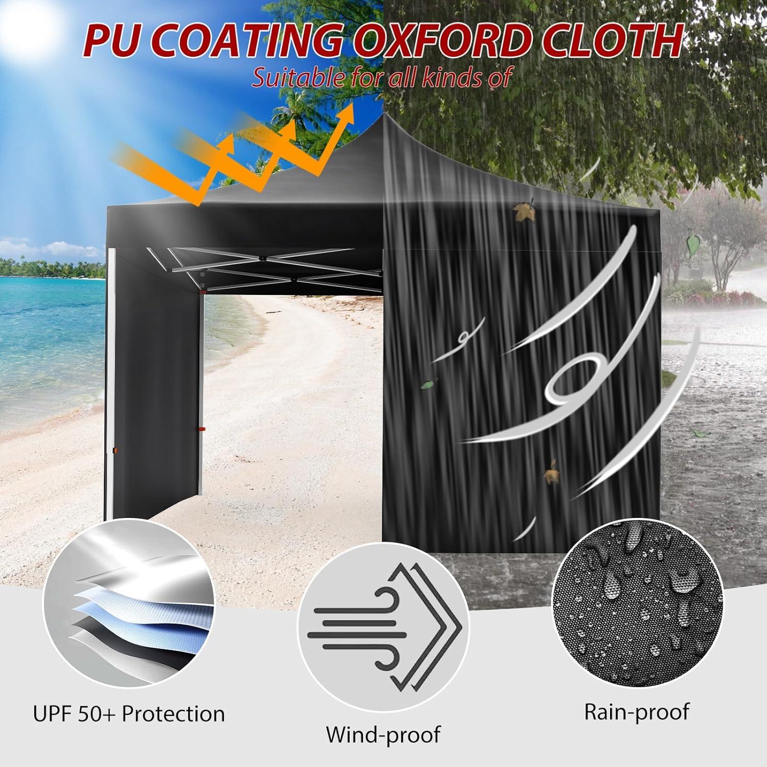 Carpa Instantánea GarveeLife 3.05x3.05m Negra con Paredes