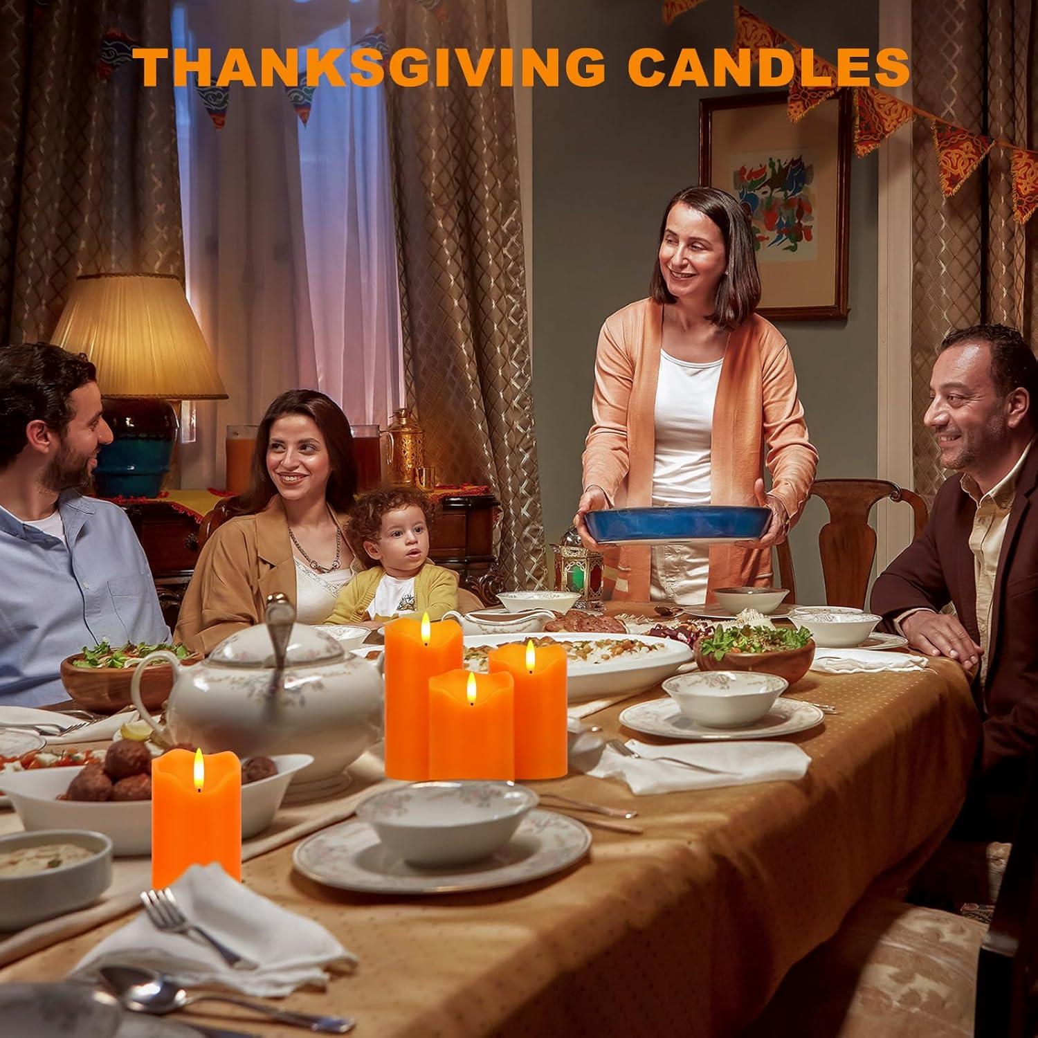 Juego de 3 Velas LED Naranjas Sin Llama con Control Remoto