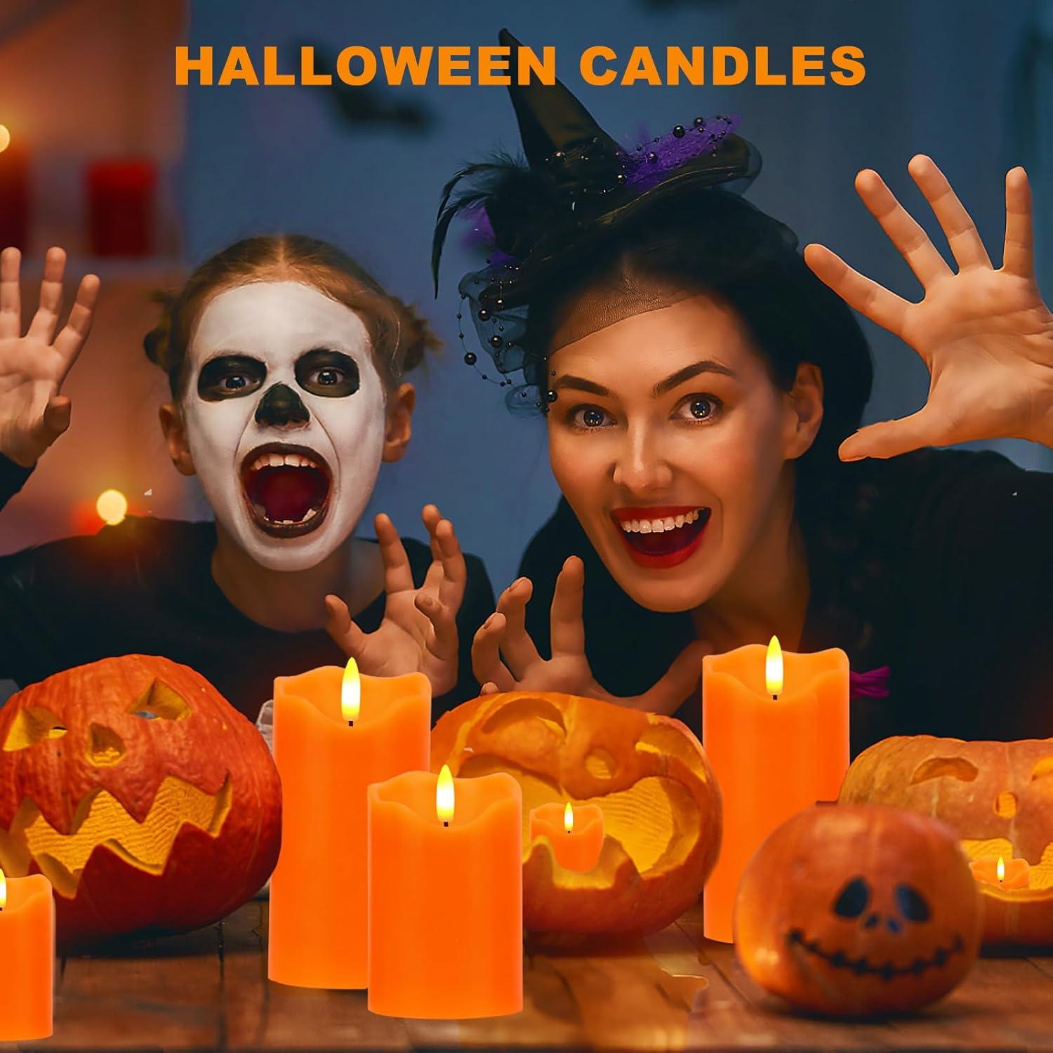 Juego de 3 Velas LED Naranjas Sin Llama con Control Remoto