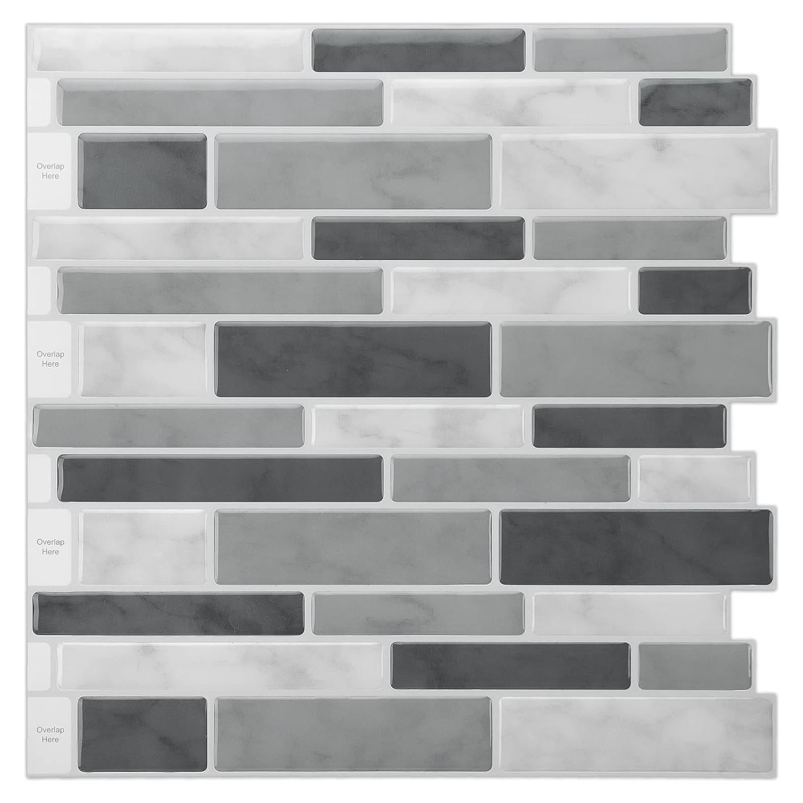 Azulejo Autoadhesivo LONGKING Gris 10 Hojas 30.48x30.48cm