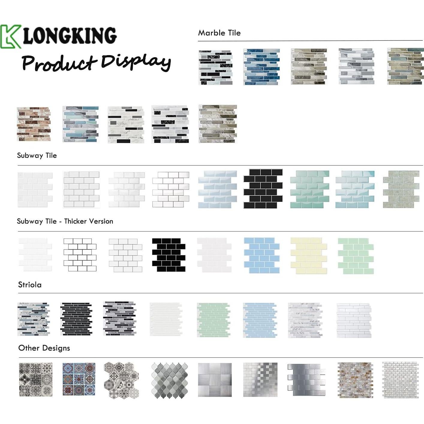 Azulejo Autoadhesivo LONGKING Gris 10 Hojas 30.48x30.48cm