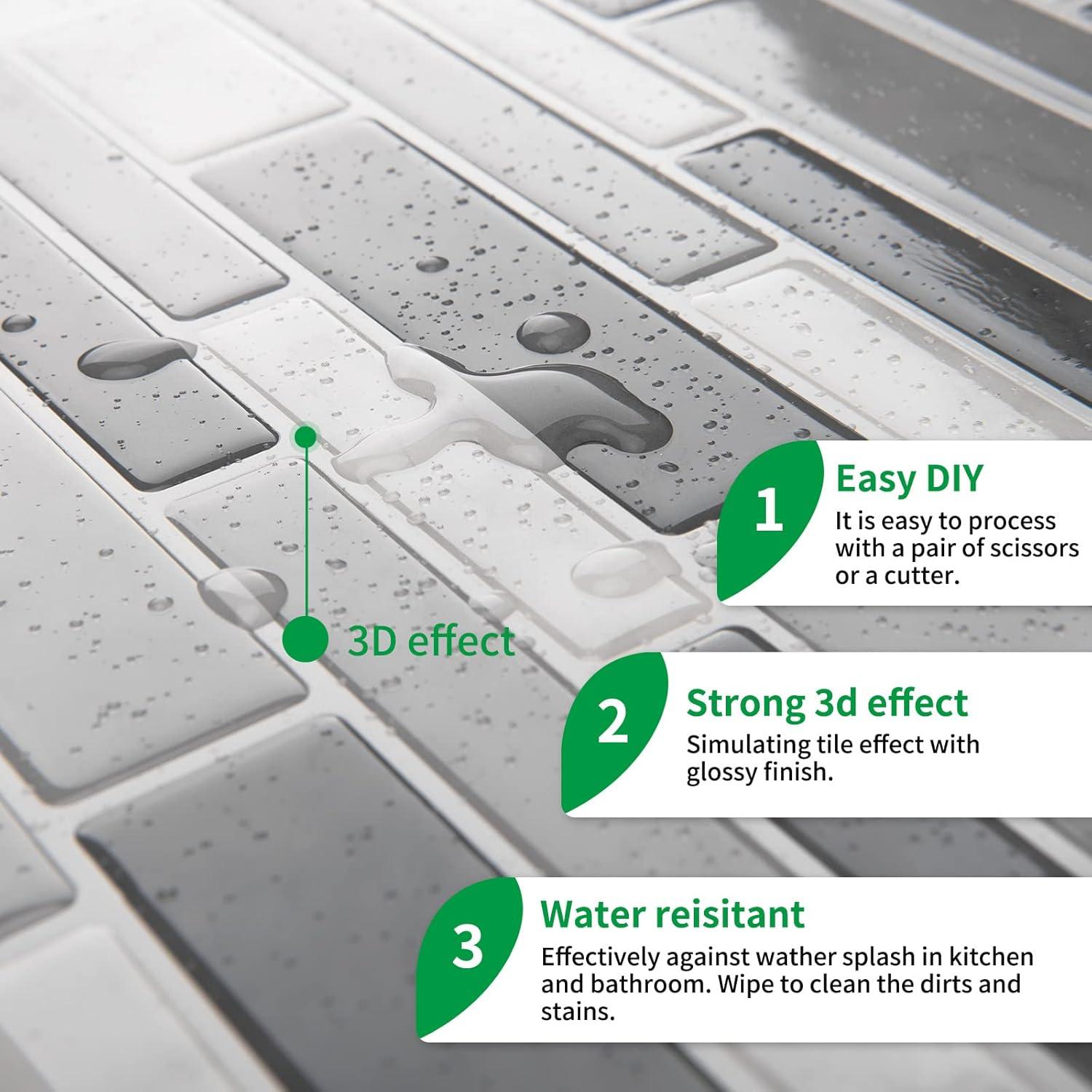 Azulejo Autoadhesivo LONGKING Gris 10 Hojas 30.48x30.48cm