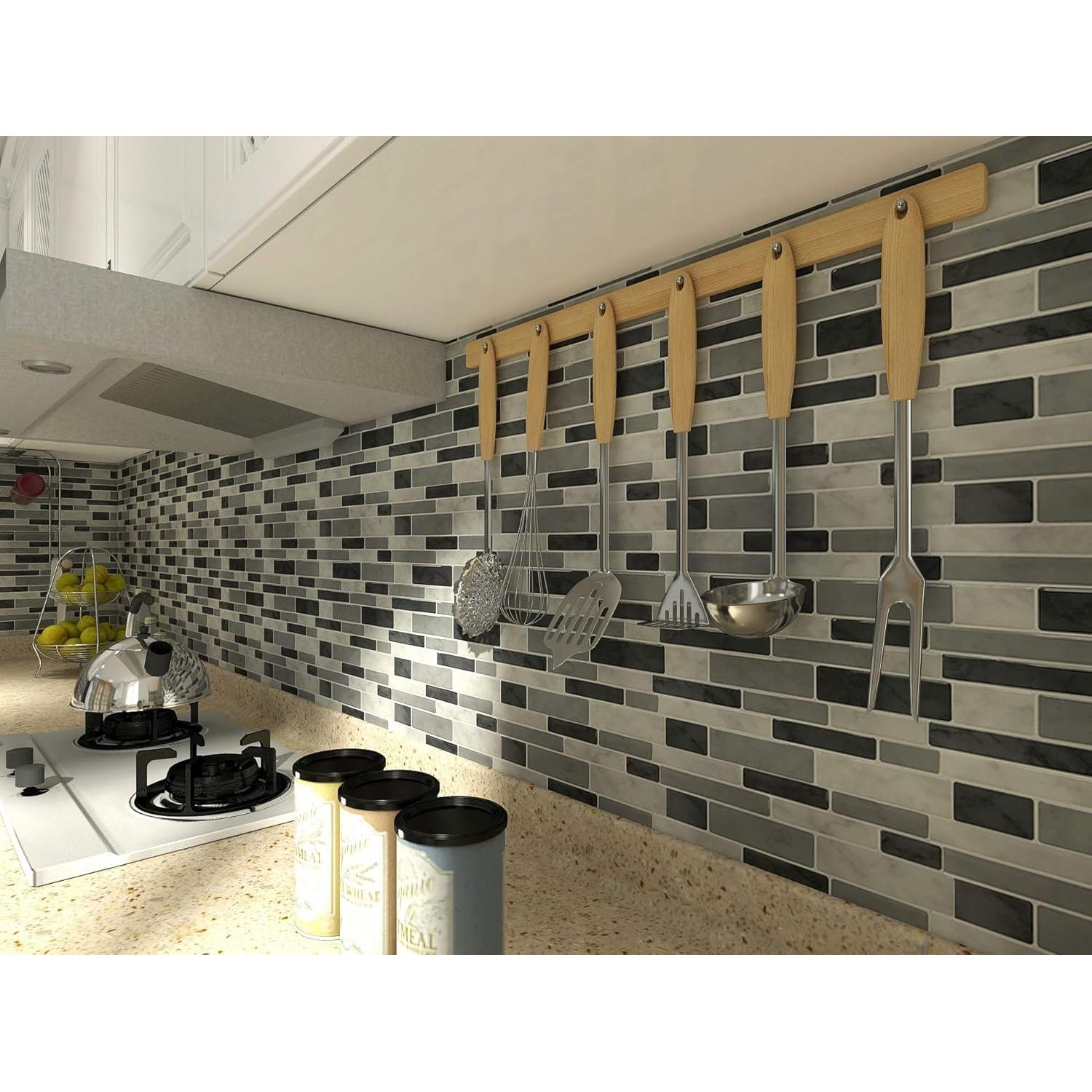 Azulejo Autoadhesivo LONGKING Gris 10 Hojas 30.48x30.48cm