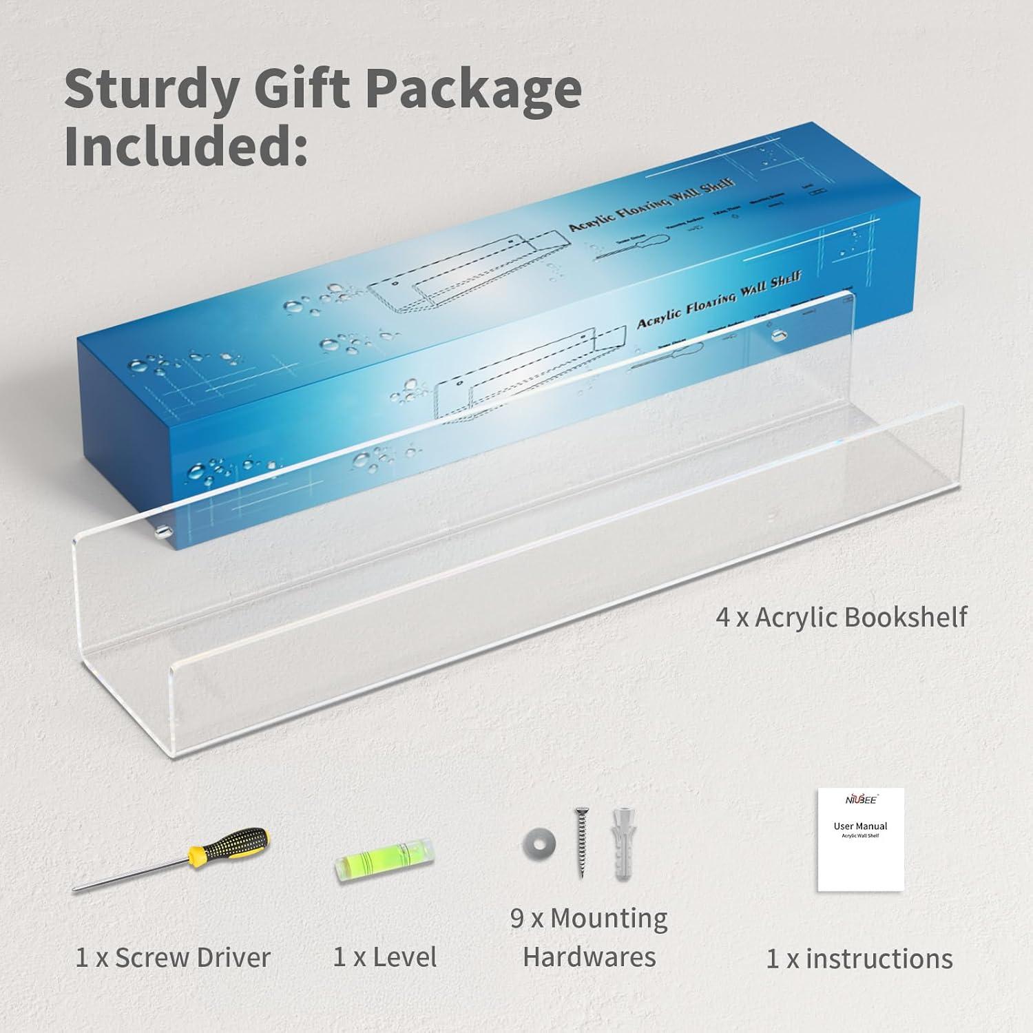 Estanterías Flotantes de Acrílico NIUBEE 4 Unidades 41.91 cm