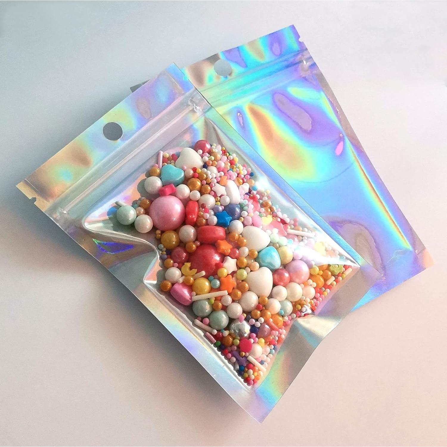 200 Bolsas Mylar Holográficas 3x4" Reutilizables con Cierre Zip