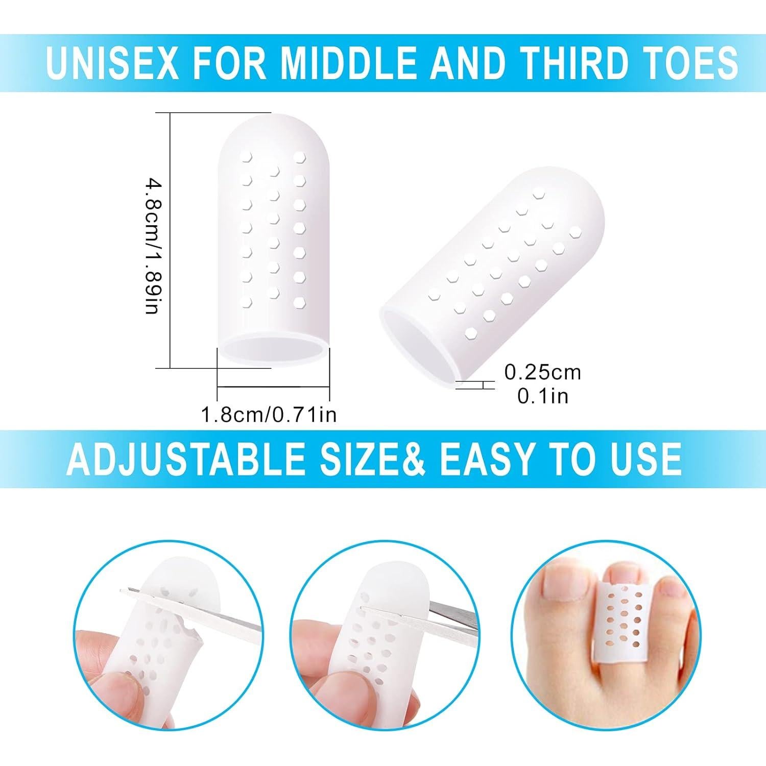 Protectores de Dedos de Gel PYRJIN - 10 Pcs Transpirables