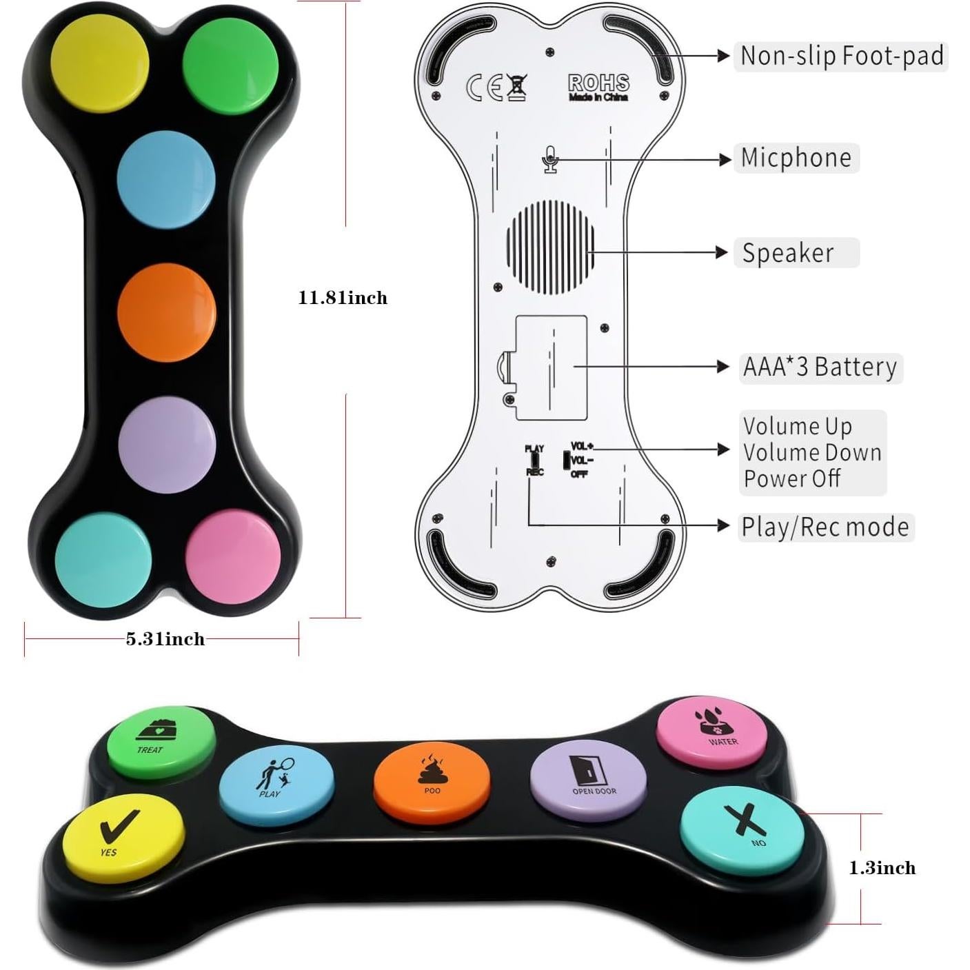 Botones de Comunicación para Perros ANLIKY Set de 7 Grabables