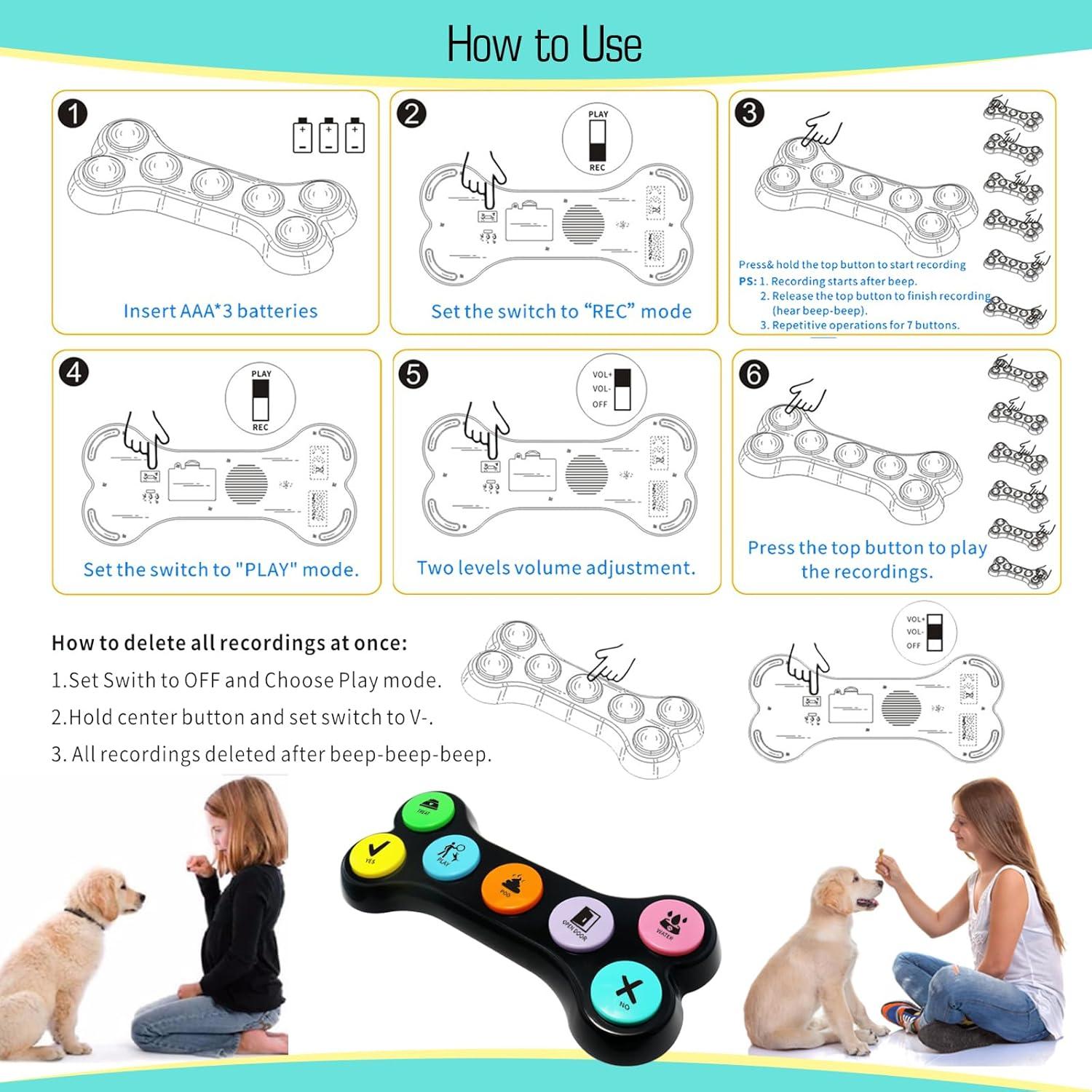 Botones de Comunicación para Perros ANLIKY Set de 7 Grabables
