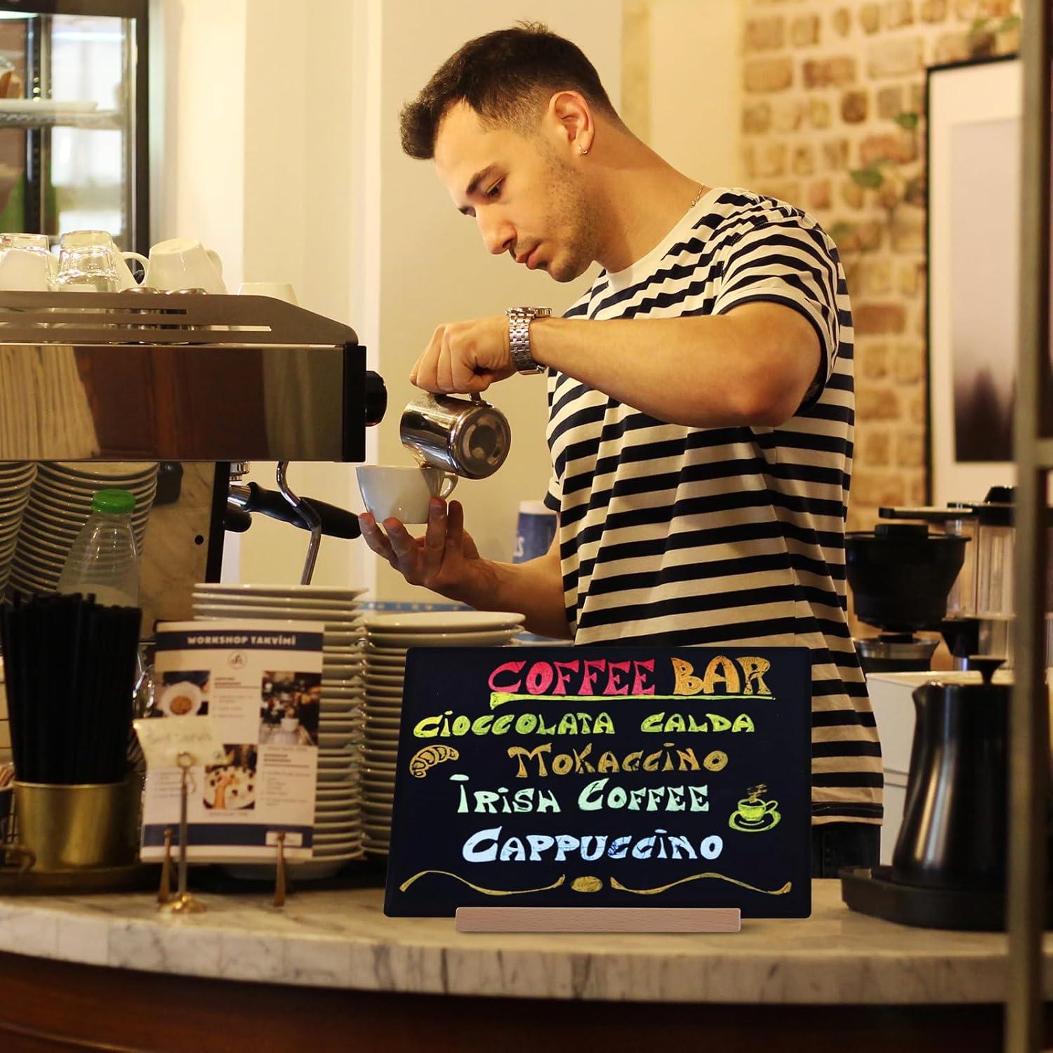 Cartel de Pizarra Doble Cara BIHAIT A4 con Soporte de Madera