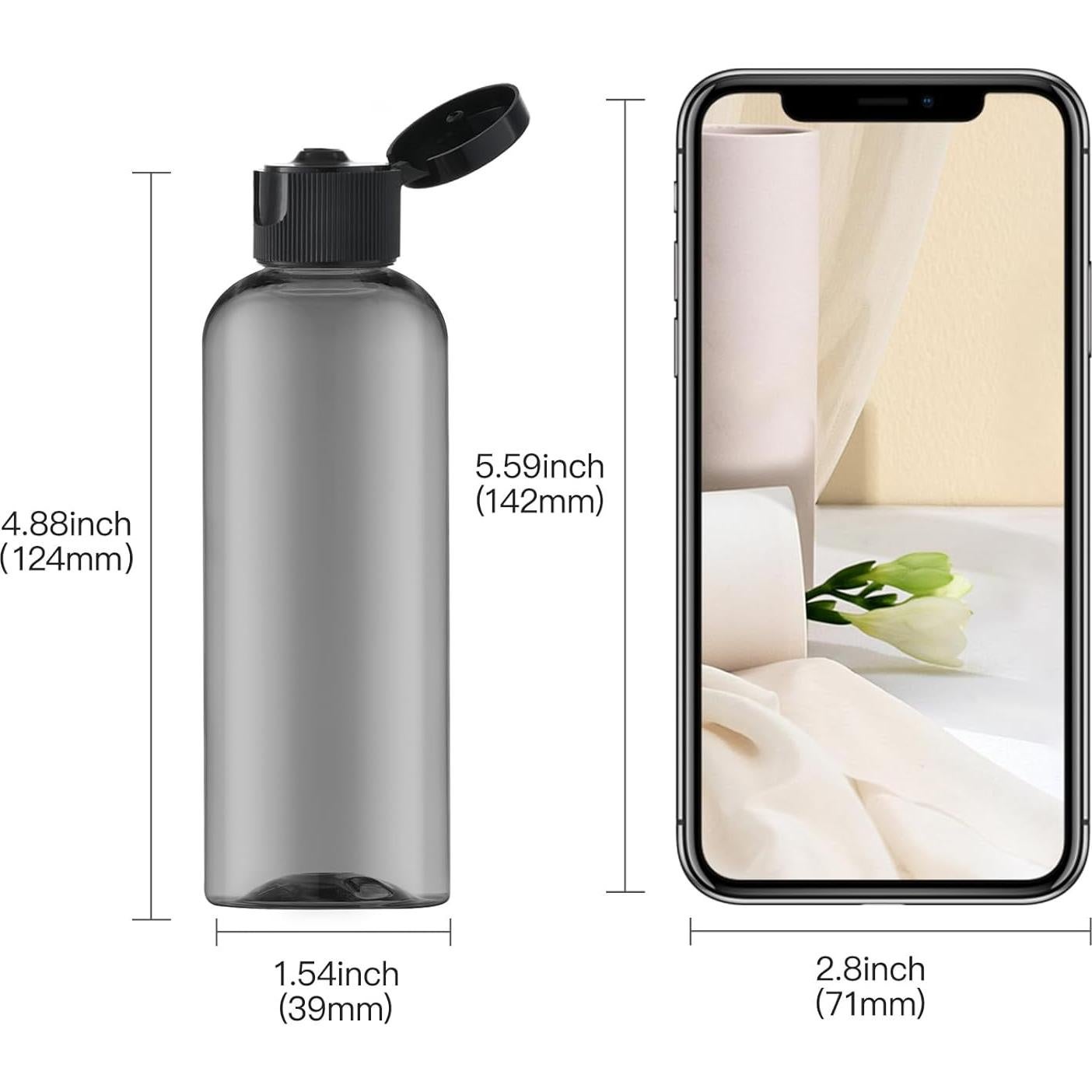 Botellas de Viaje LISAPACK 100ml Tapa Abatible 5 Pcs