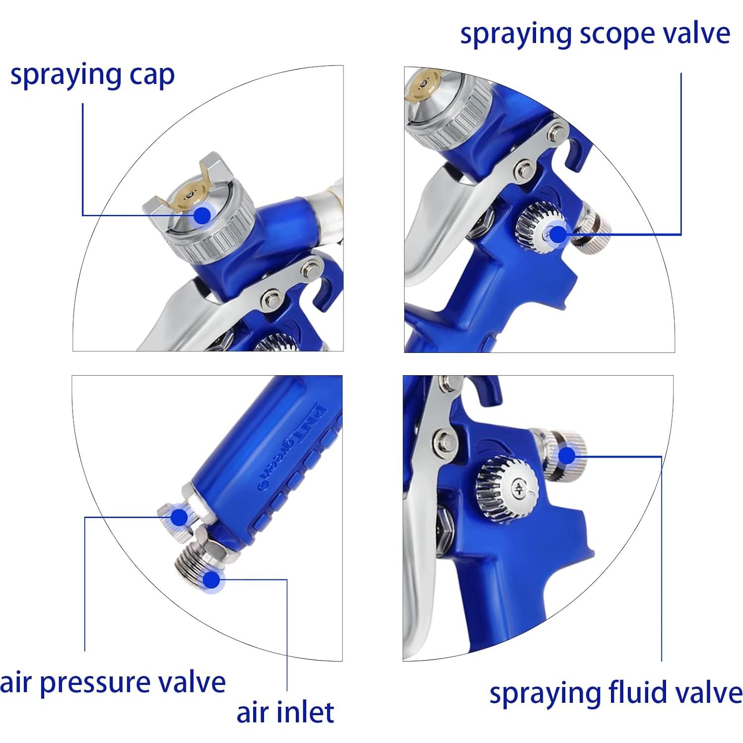 Pistola de Pintura HVLP PNTGREEN H2001 0.8mm 125cc Azul