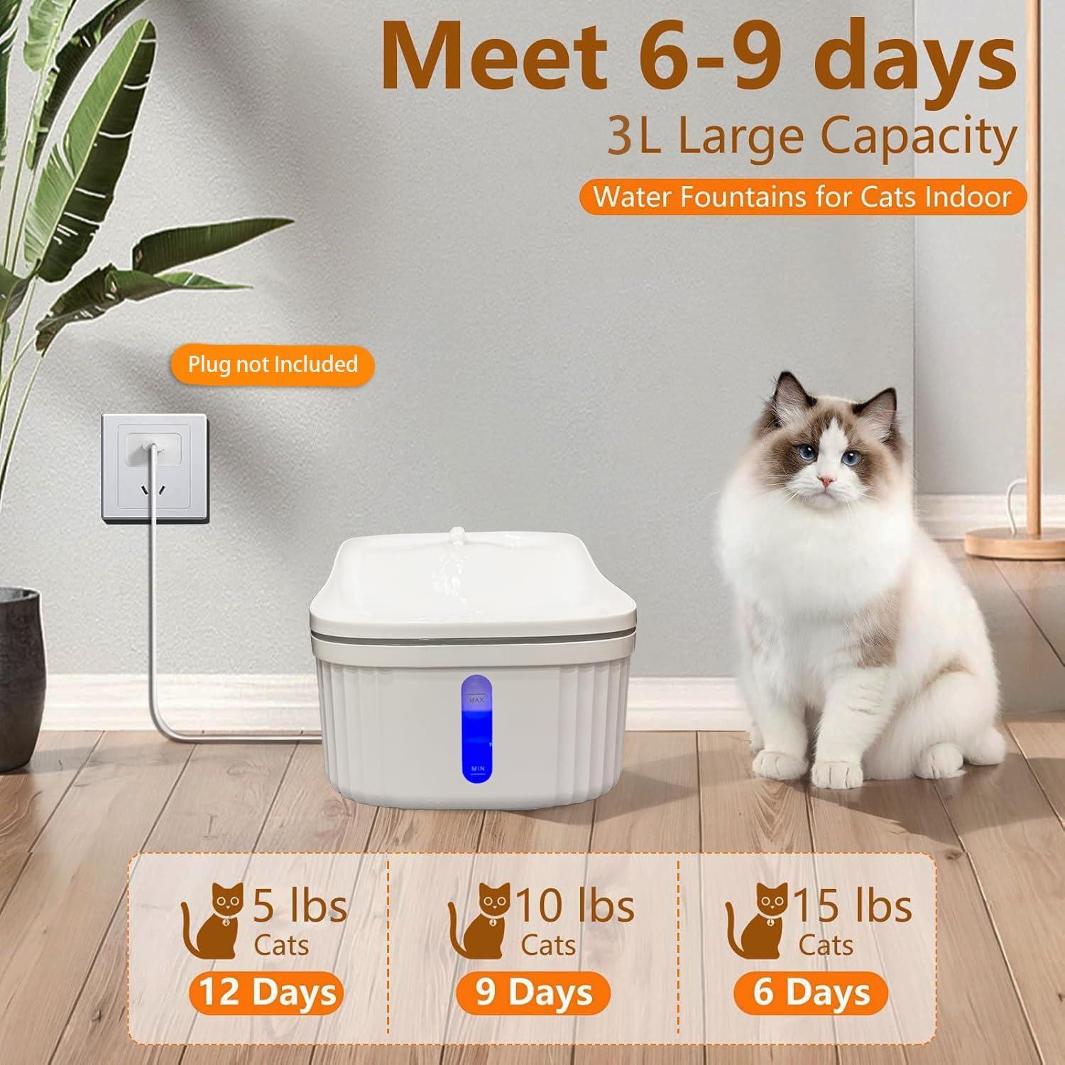 Fuente de Agua Automática para Gatos y Perros GinGine 3L