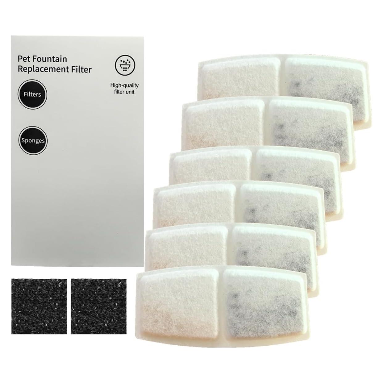 Filtros de agua para gatos GinGine 3.2L - 6 filtros + 2 esponjas