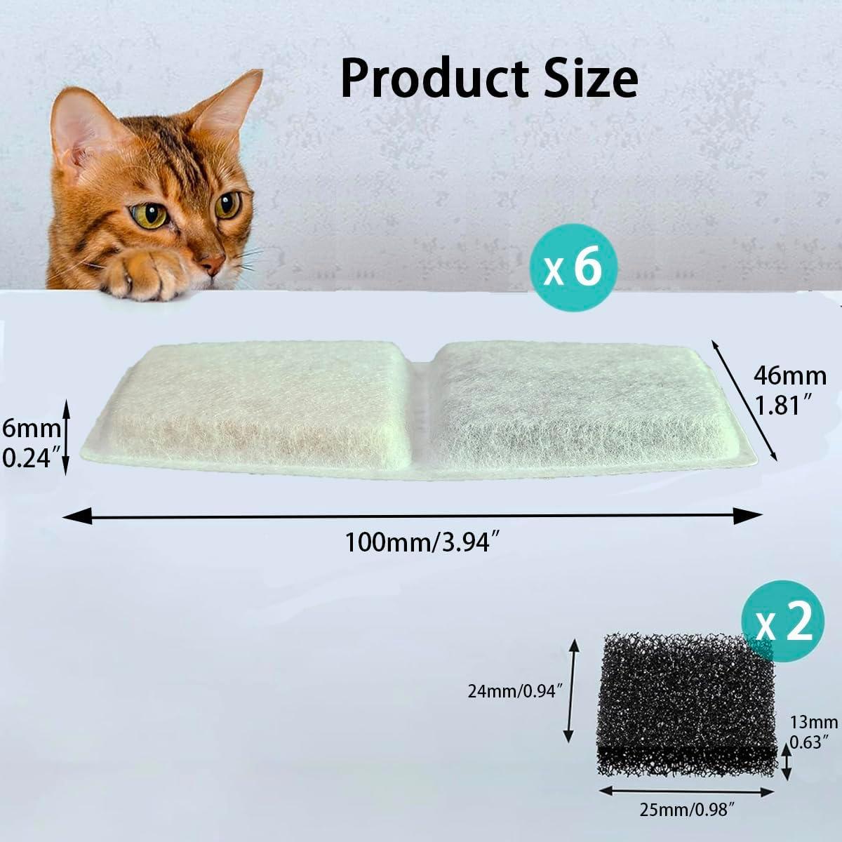 Filtros de agua para gatos GinGine 3.2L - 6 filtros + 2 esponjas