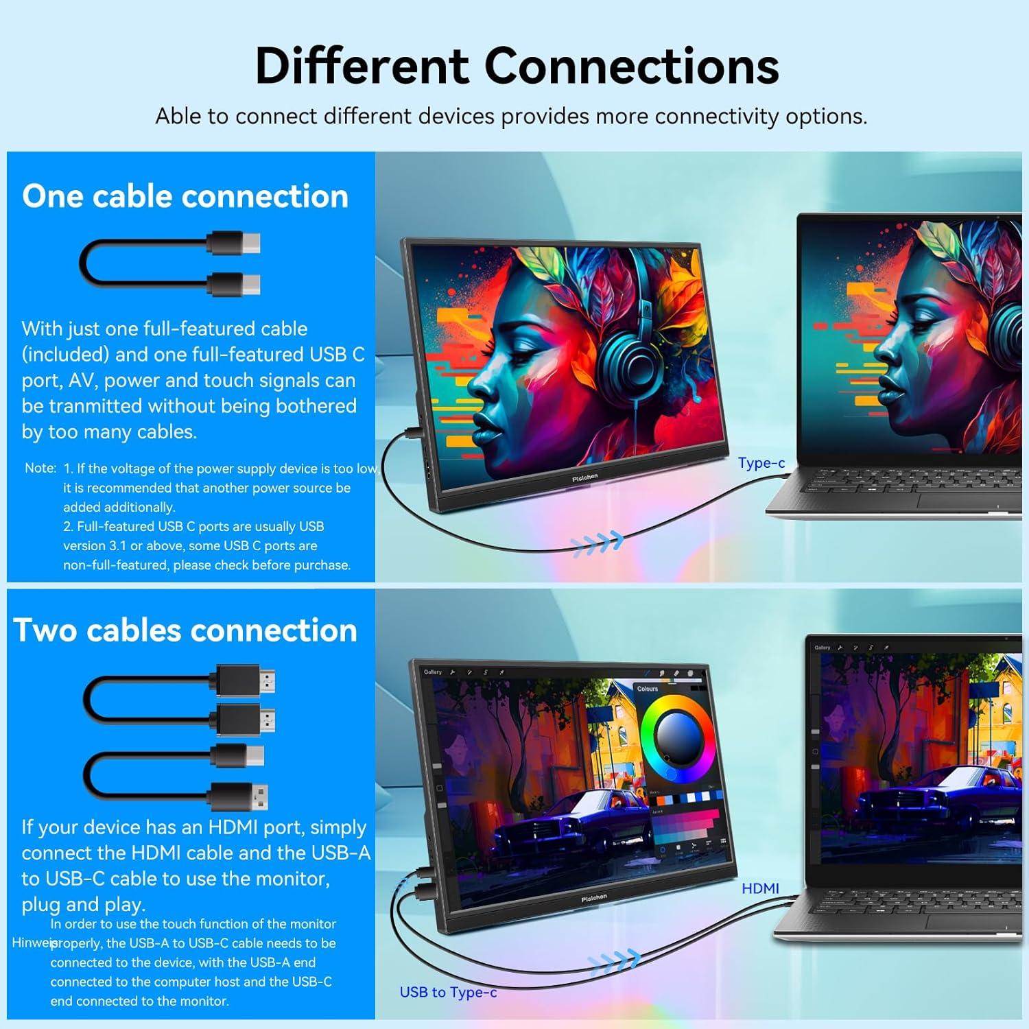 Monitor Portátil 16" FHD 1920x1200 Touchscreen USB-C