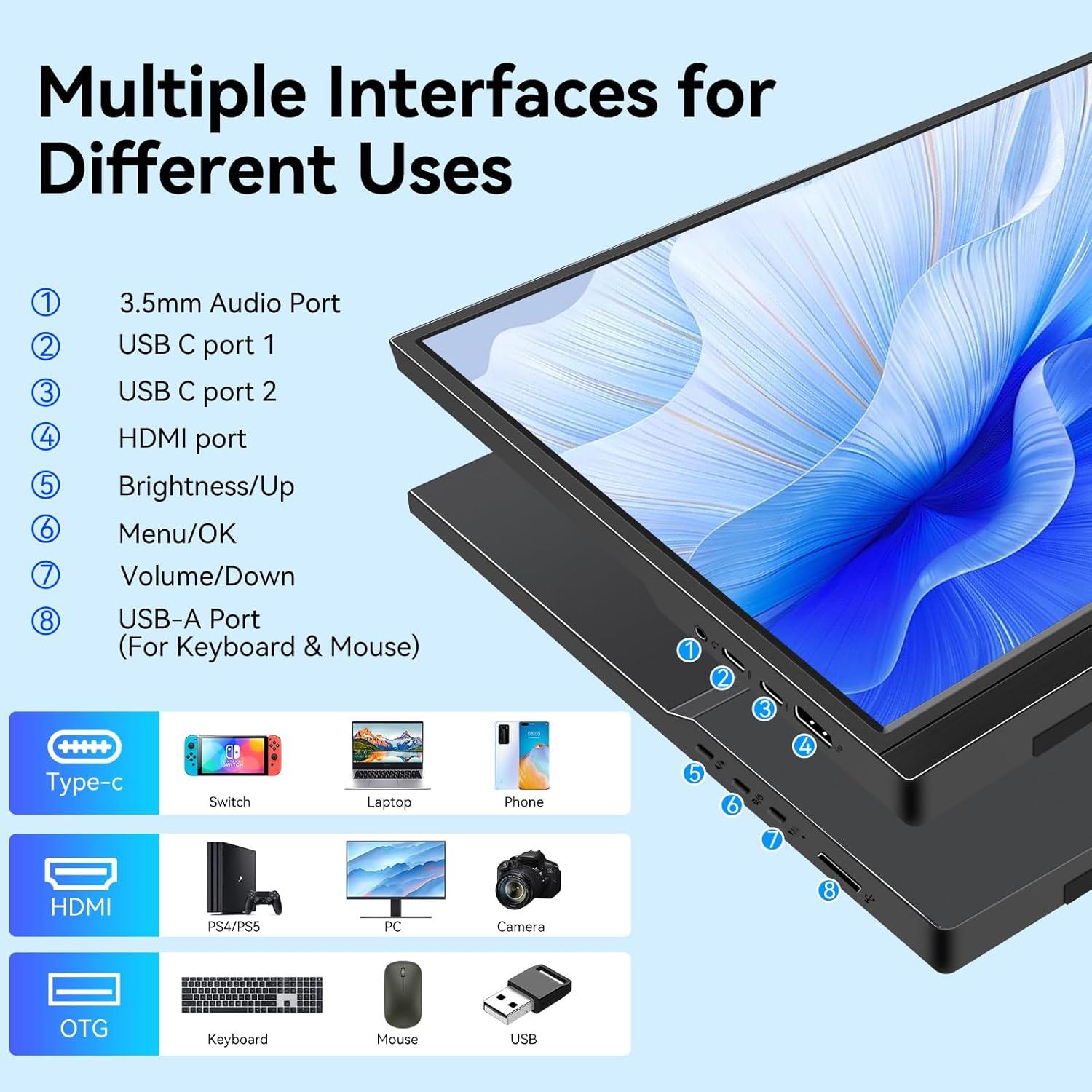 Monitor Portátil 16" FHD 1920x1200 Touchscreen USB-C