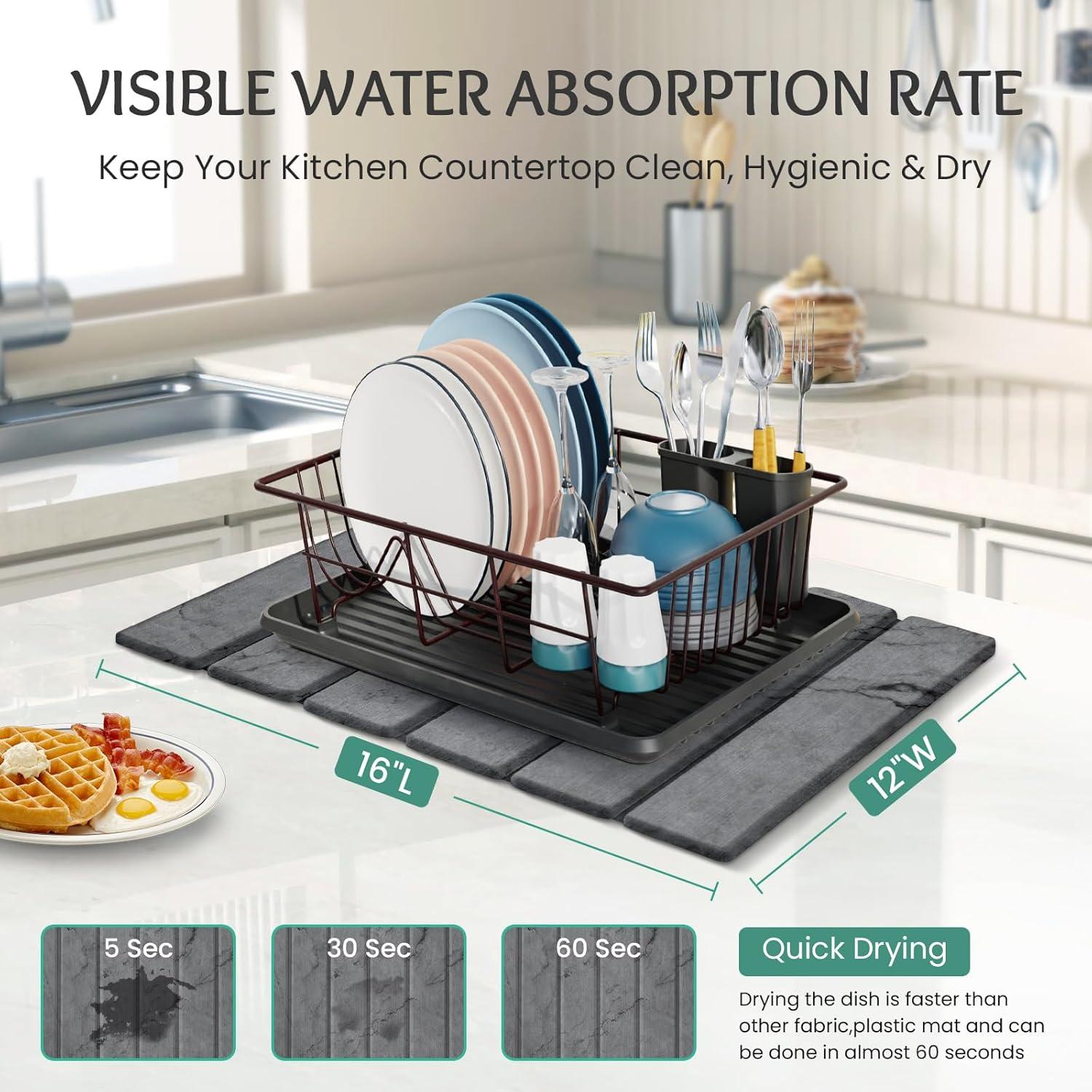 Alfombrilla de Secado de Platos Diatomácea SHUSHIYAJU 40x30cm