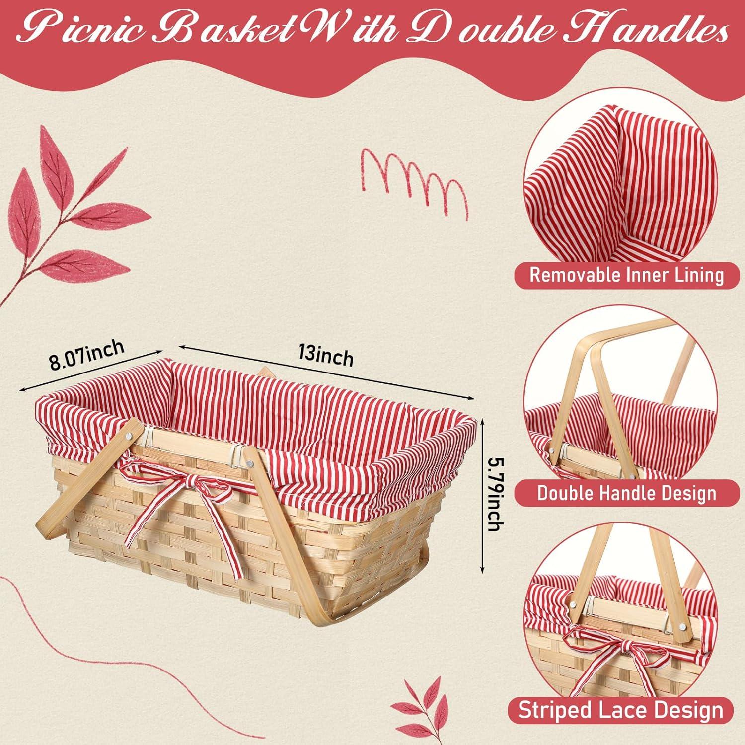 Cesta de Picnic LOYIM 32 cm con Asas Plegables y Forro Removible