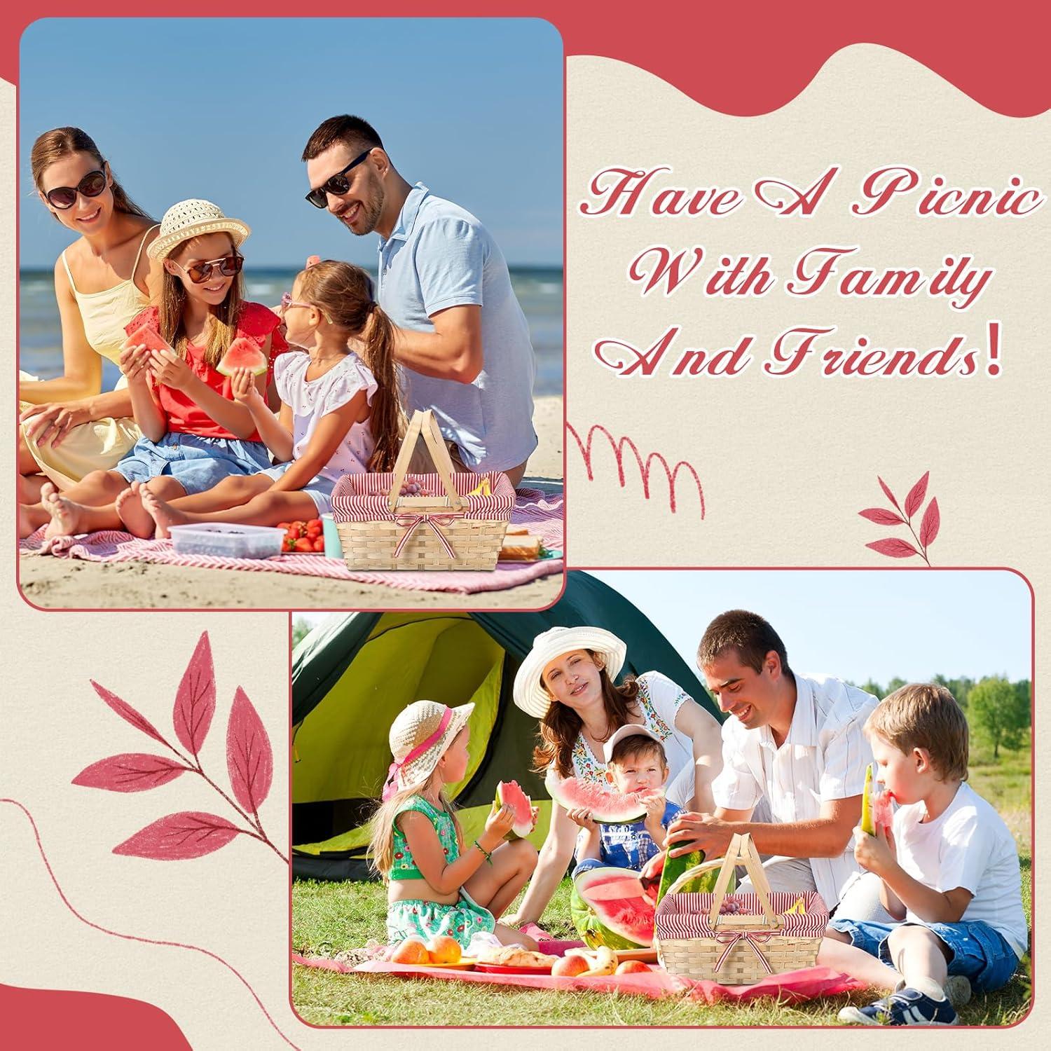 Cesta de Picnic LOYIM 32 cm con Asas Plegables y Forro Removible