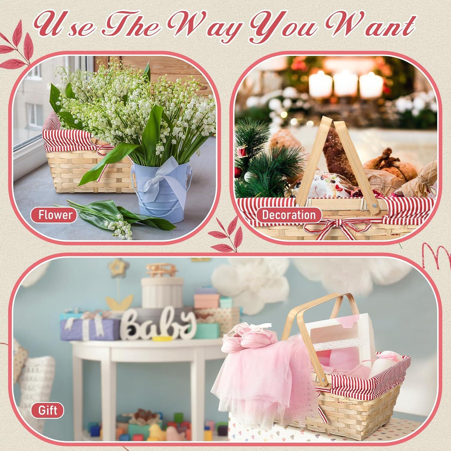 Cesta de Picnic LOYIM 32 cm con Asas Plegables y Forro Removible