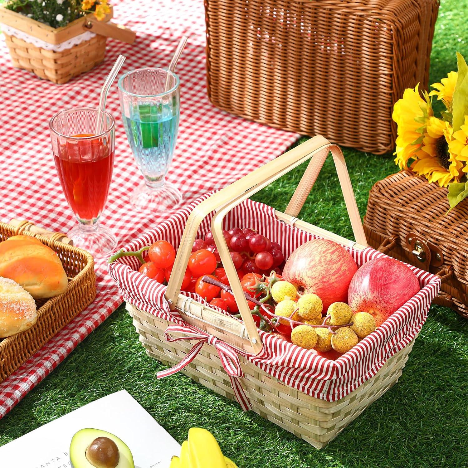 Cesta de Picnic LOYIM 32 cm con Asas Plegables y Forro Removible