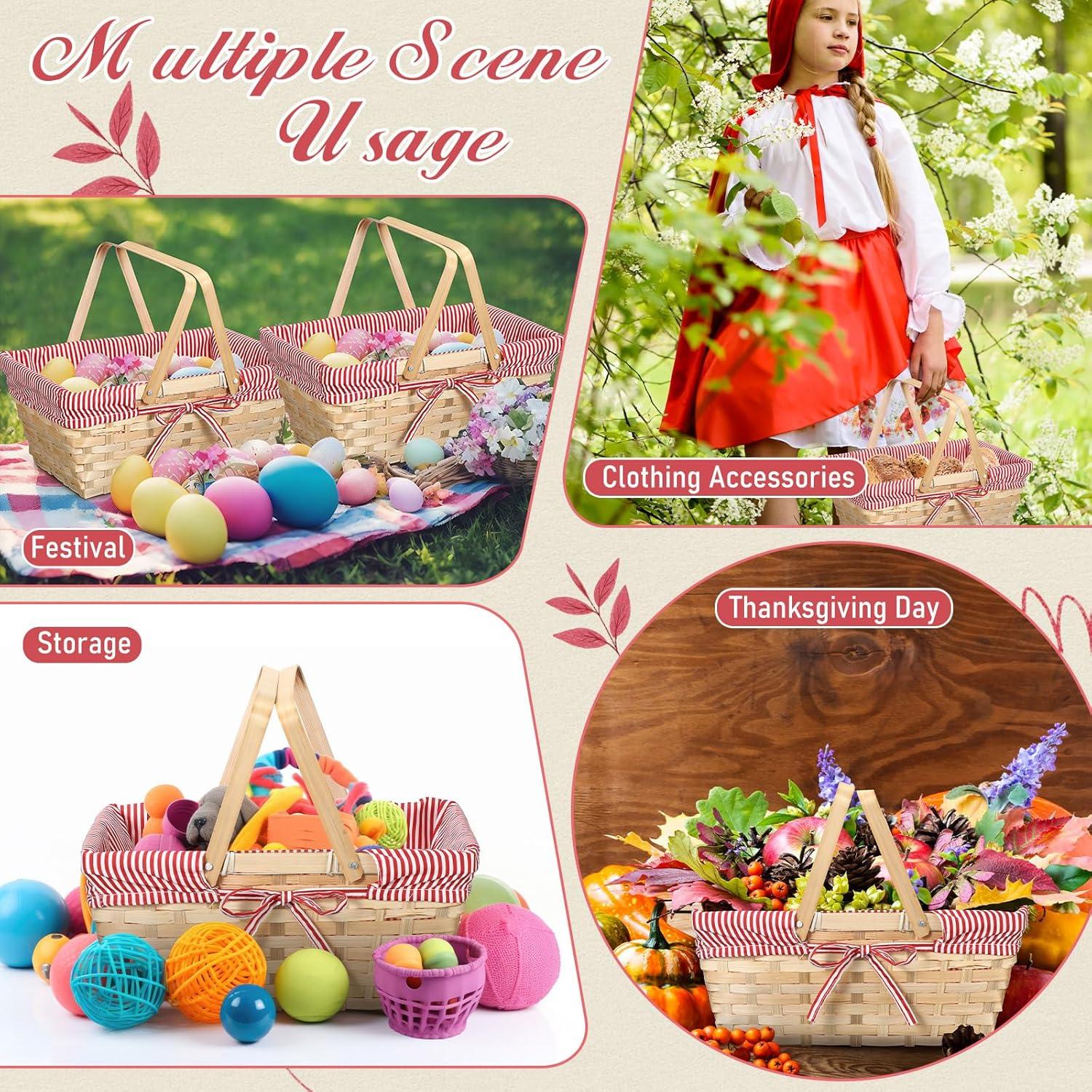 Cesta de Picnic LOYIM 32 cm con Asas Plegables y Forro Removible