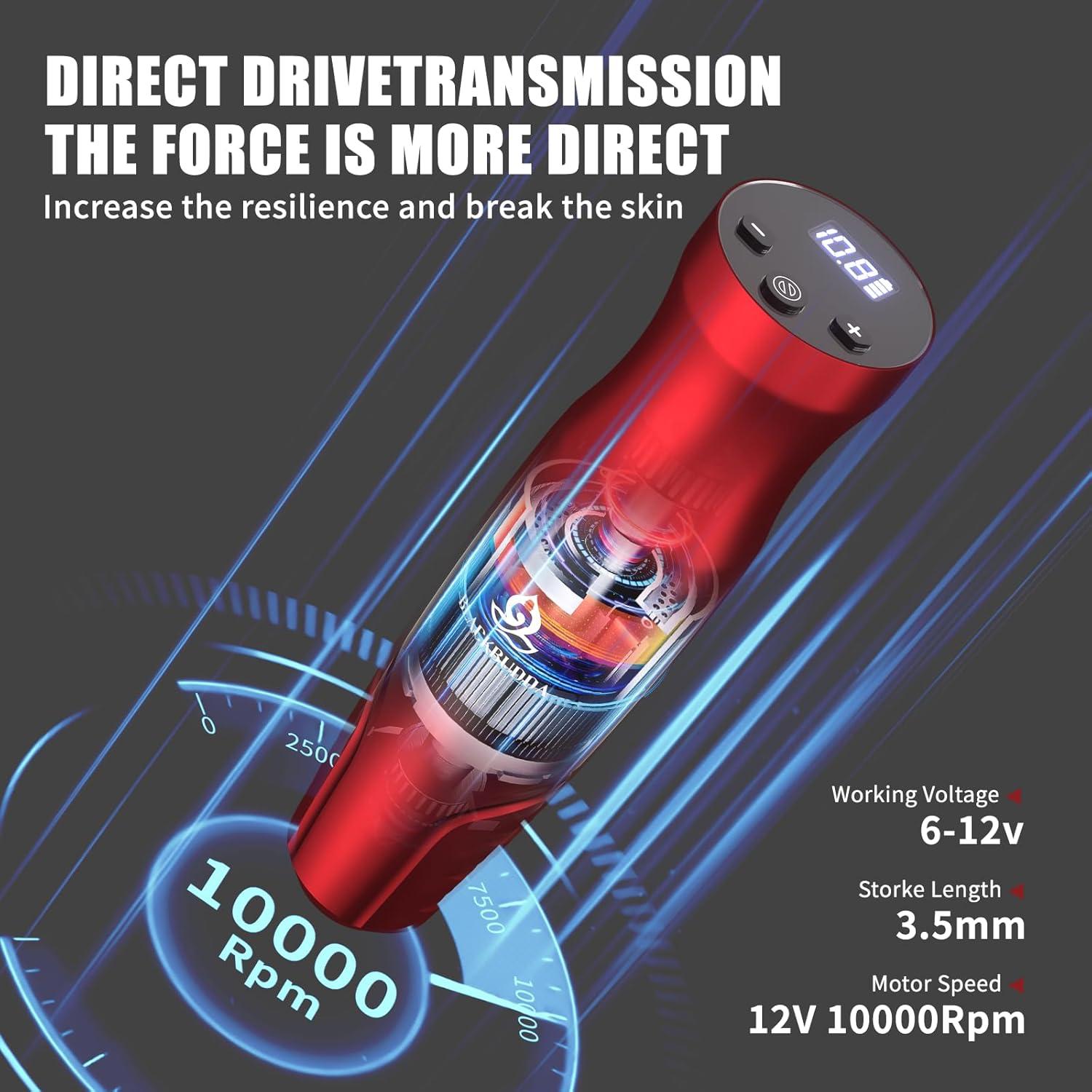 Kit de Tatuaje Completo BLACKBUDDA para Principiantes - Rojo