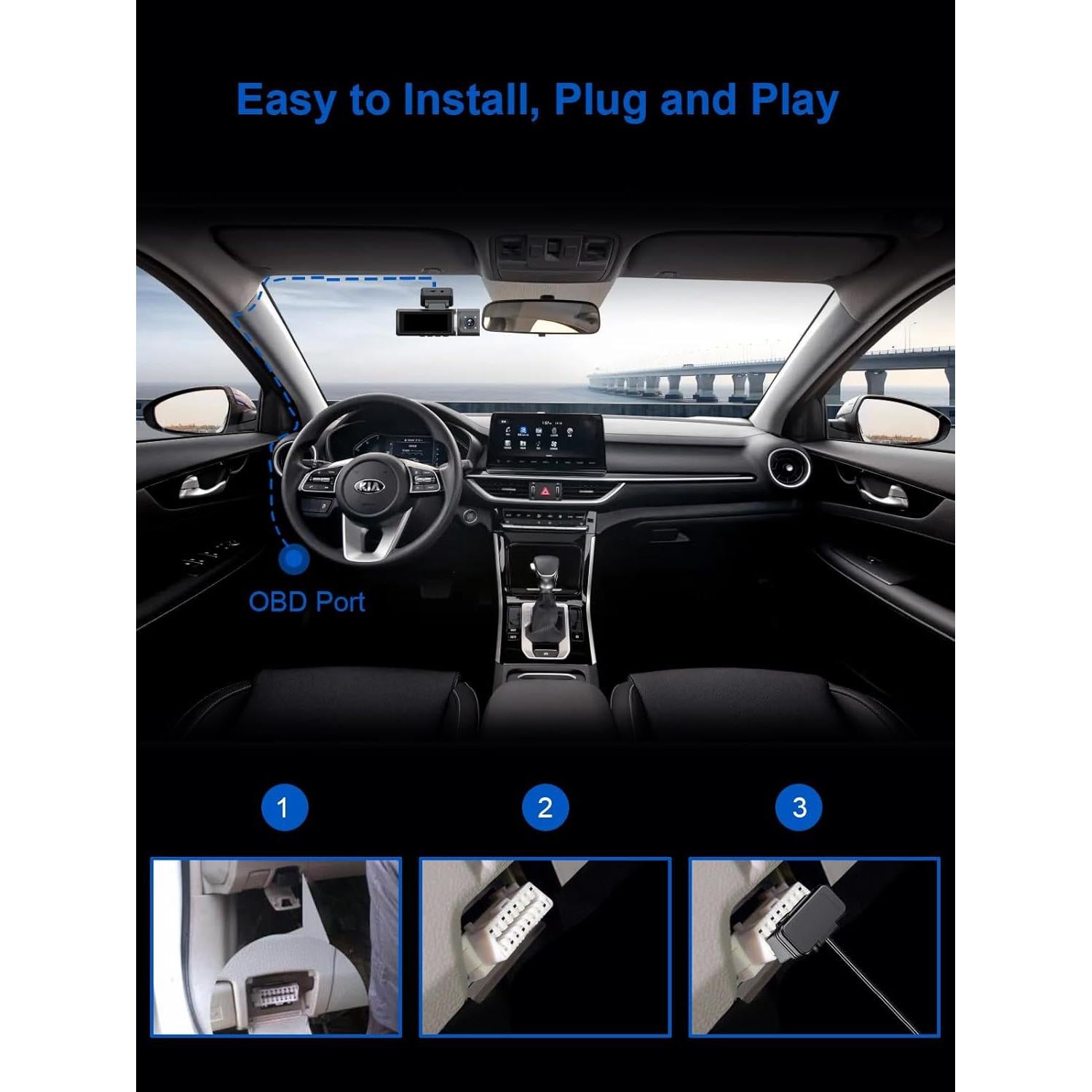 Kit de cable OBD para cámara de salpicadero YKT H39-SX, 12-30V a 5V/3A