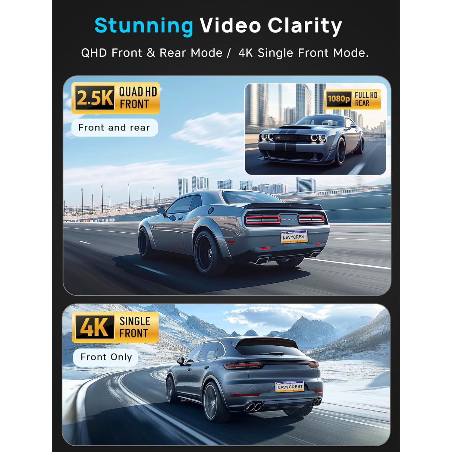 Cámara de Tablero Navycrest Q7 5G WiFi 4K Delantera y Trasera