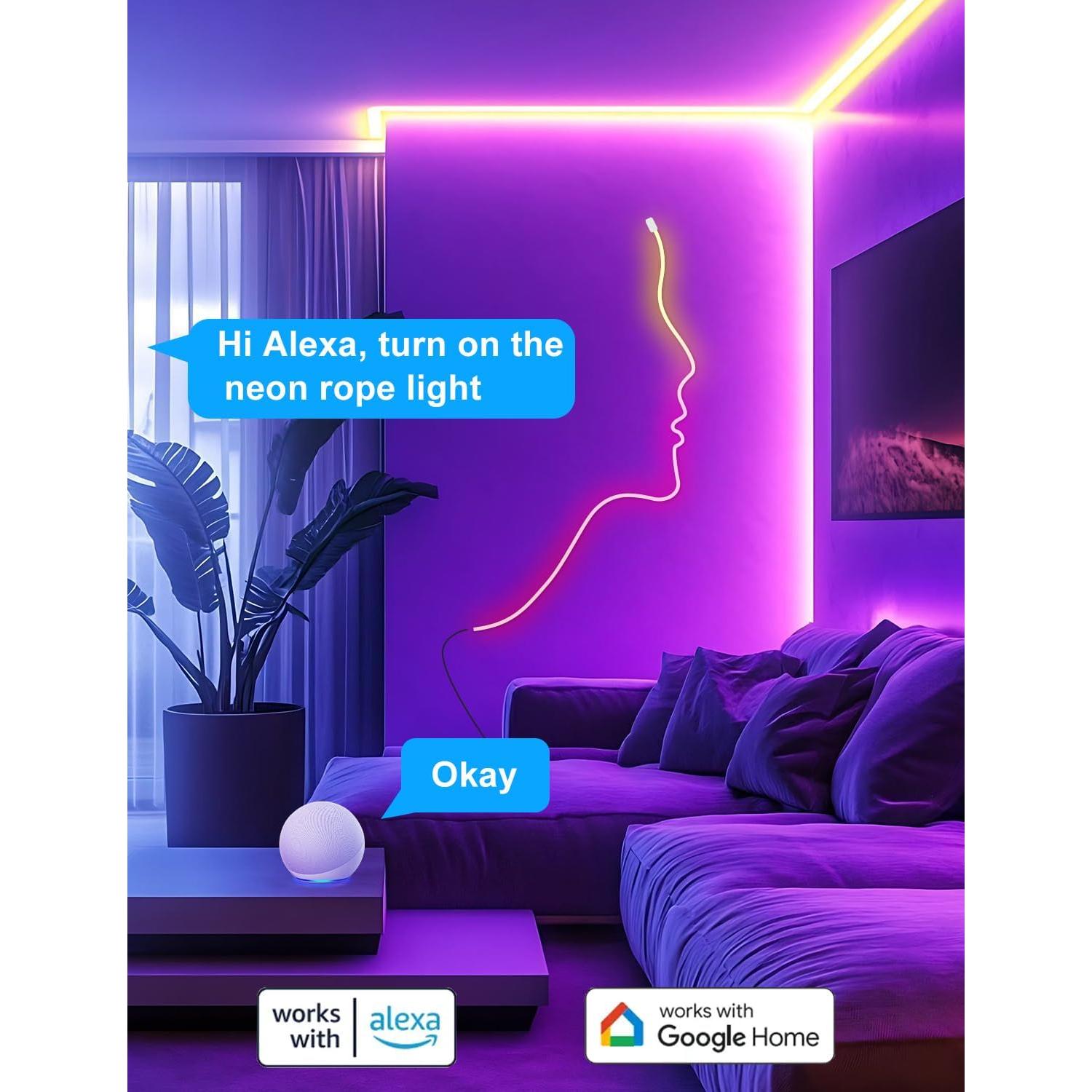 Tira de Luz LED Neón RGB+IC Lucienstar 5m Control por Voz