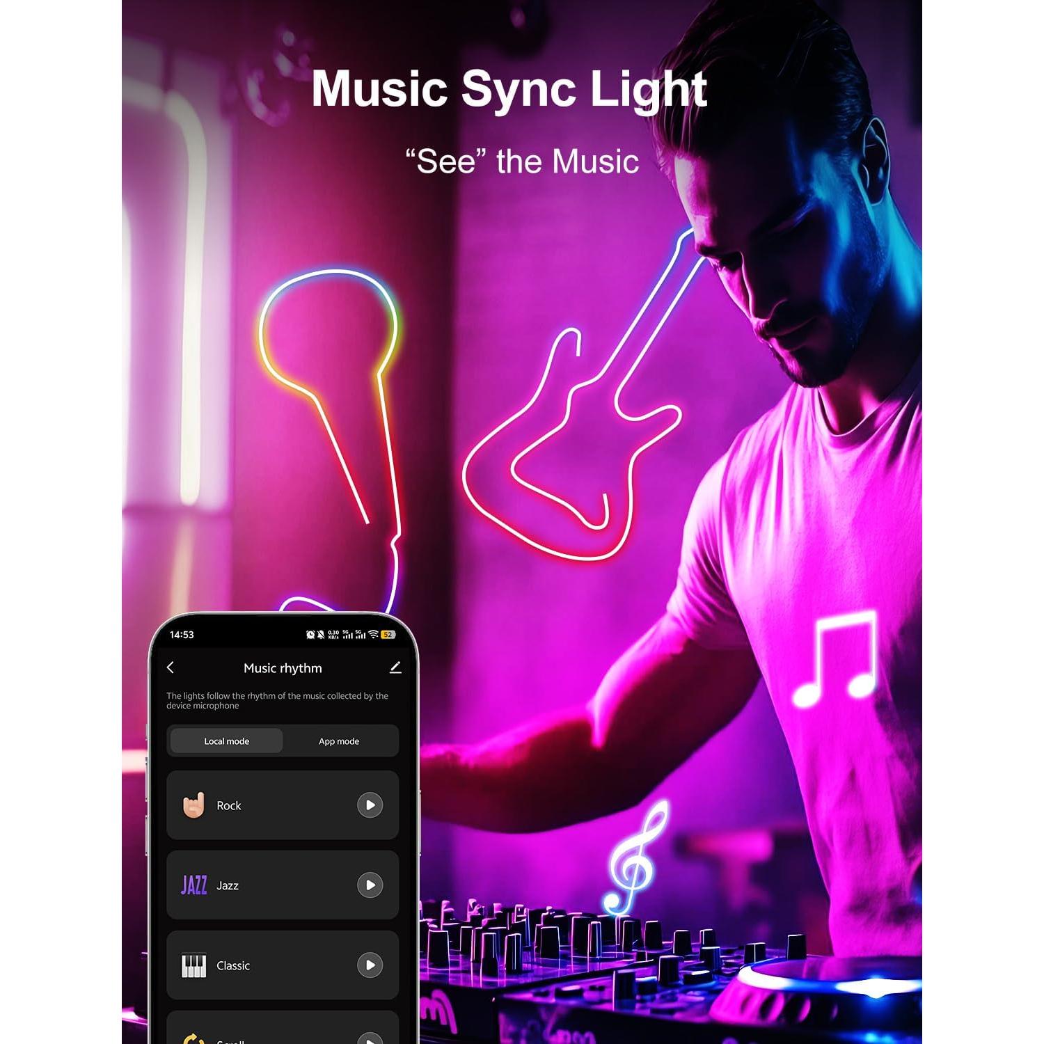 Tira de Luz LED Neón RGB+IC Lucienstar 5m Control por Voz