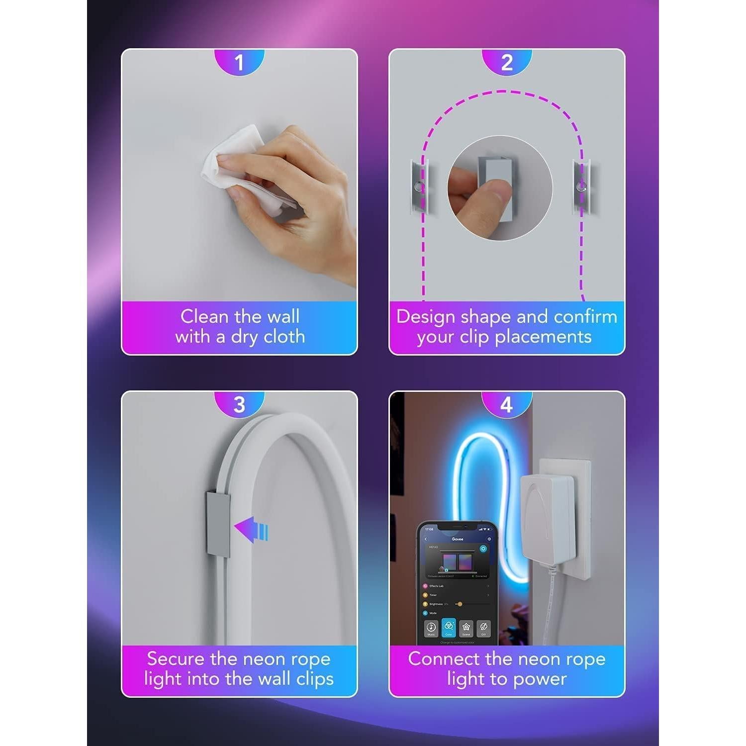 Tira de Luz LED Neón RGB+IC Lucienstar 5m Control por Voz